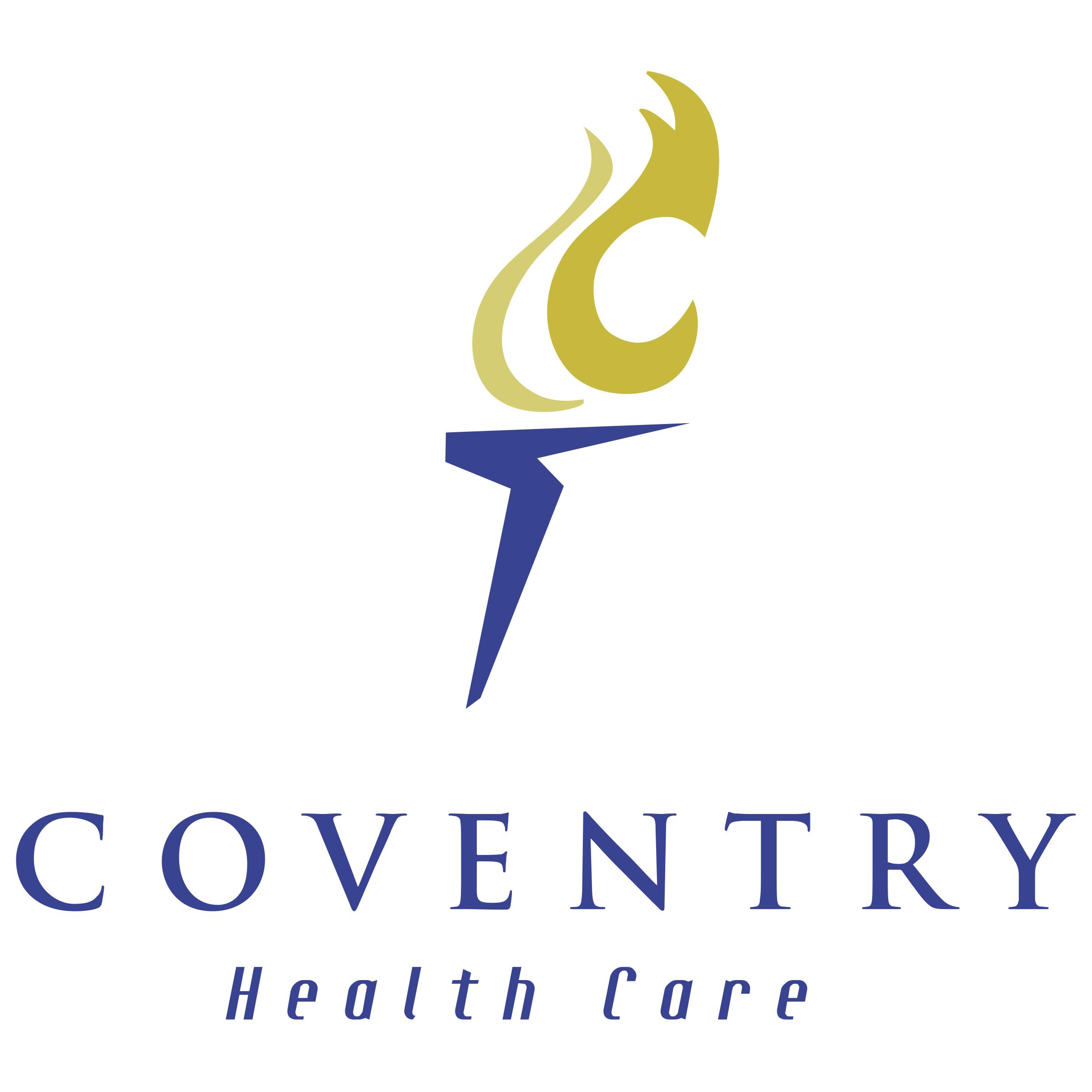 Logo for Covenant Health Care featuring a stylized cross with abstract flame shapes in shades of yellow and gold, and text 'COVENANT' in large blue font and 'Health Care' underneath.