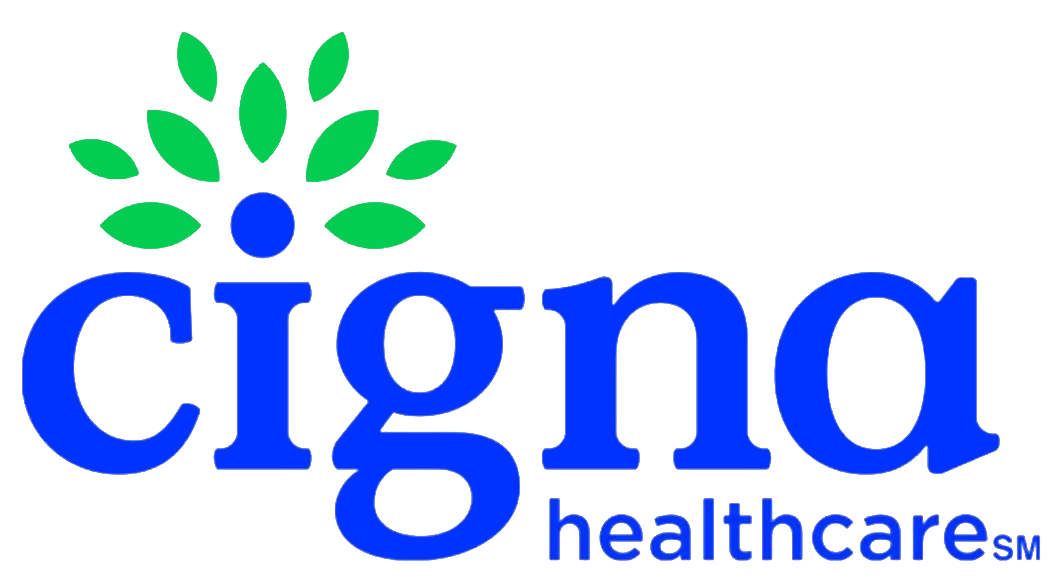 The logo for Cigna Healthcare featuring the company name in blue with a green and blue emblem above.