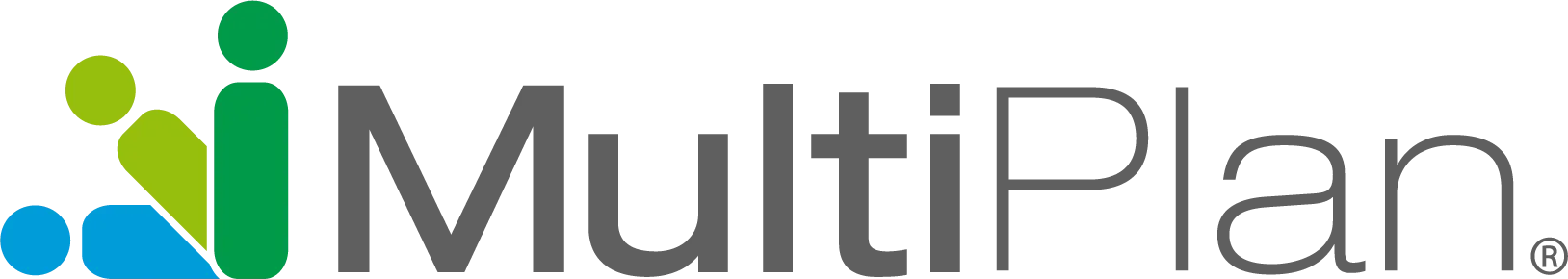Multiplan logo with stylized icons of people in green and blue next to the text 'MultiPlan' in gray.