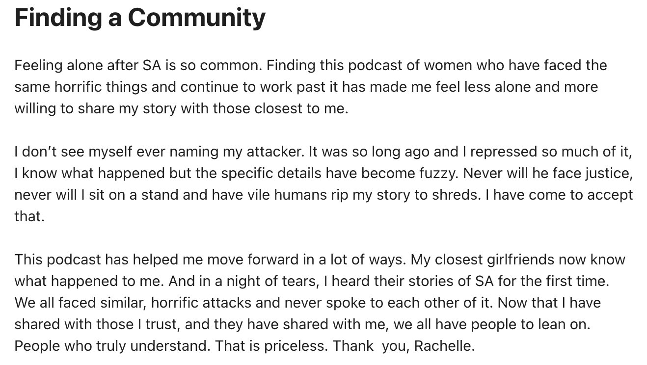 A review left on Apple Podcasts