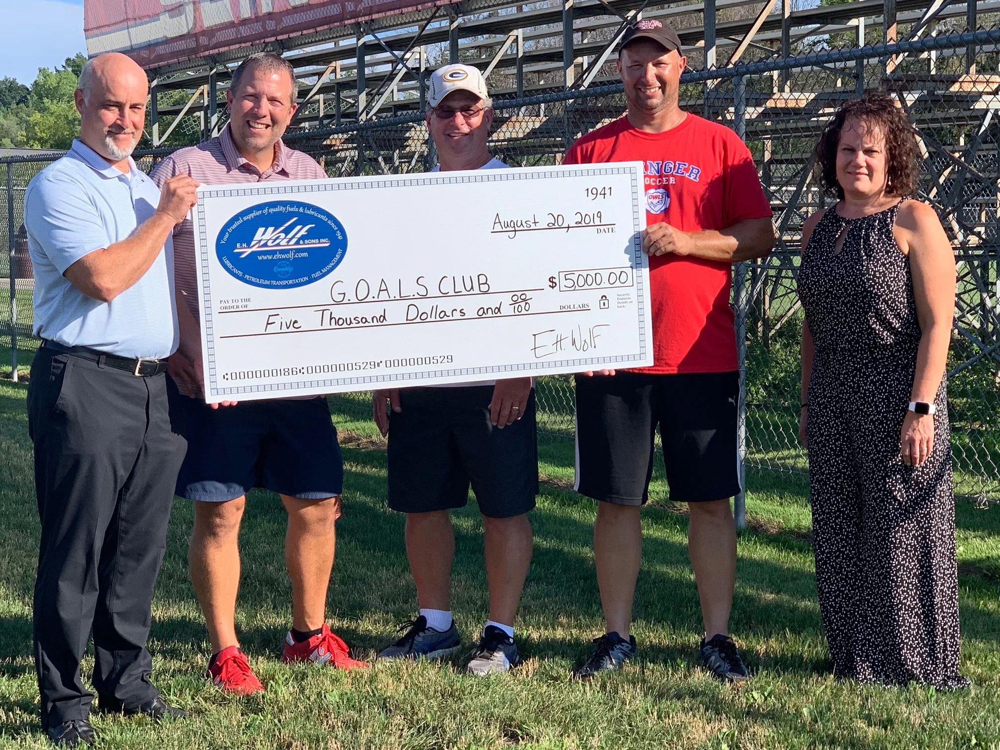 Check presentation to the G.O.A.L.S Club