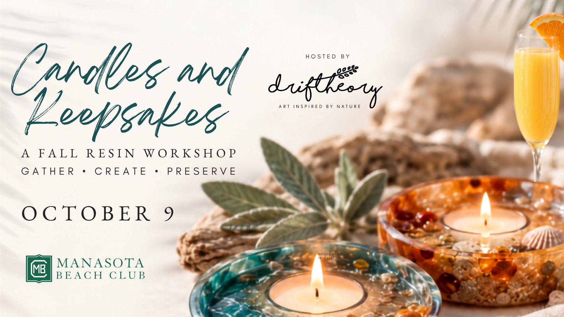 OCTOBER 9 | Candles & Keepsakes, Oh My! | A Fall Resin Workshop with Drift Theory