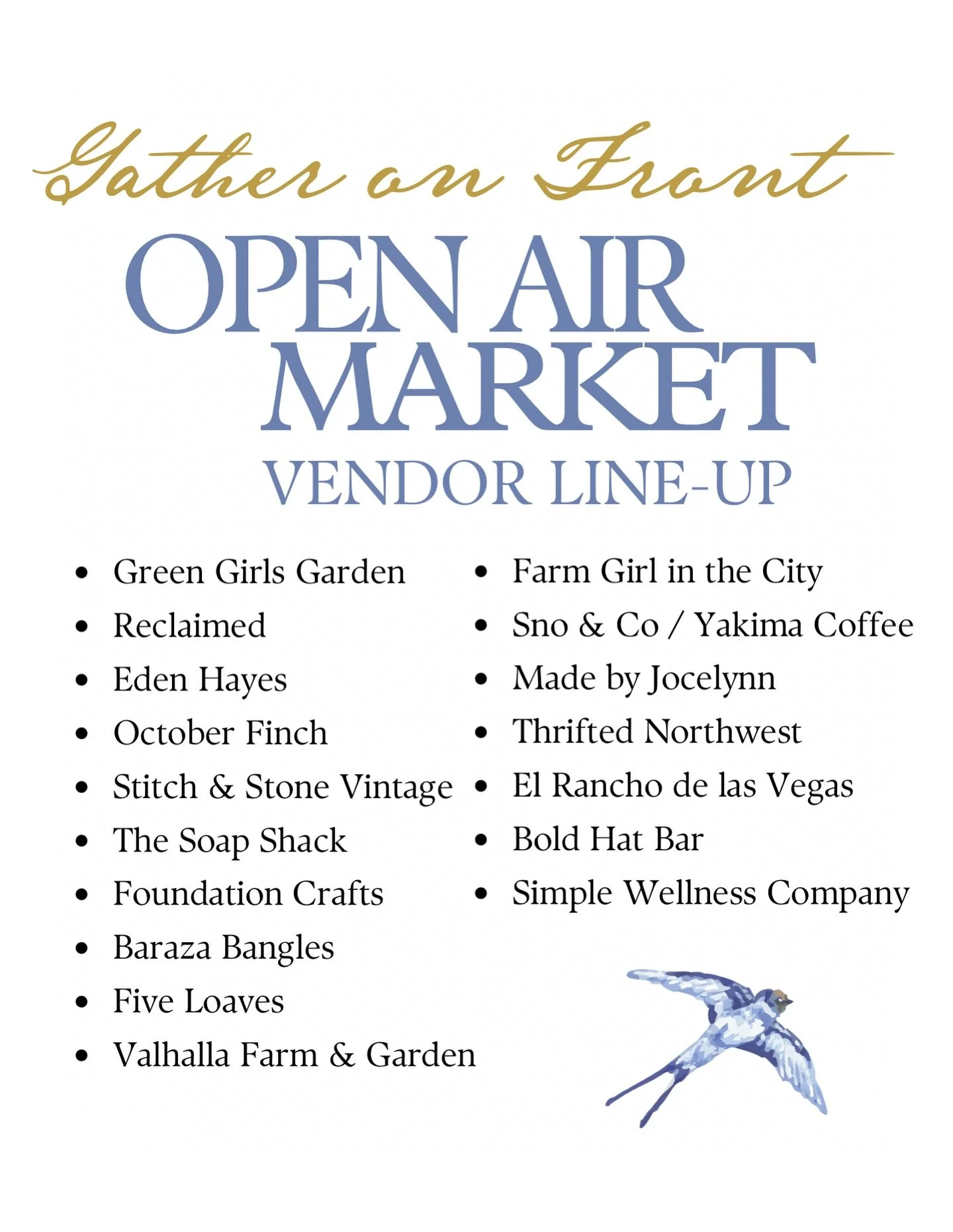 We&rsquo;ve got an amazing line-up of vendors for you this Saturday!
Saturday 9/13 
9-2pm
25 North Front St.