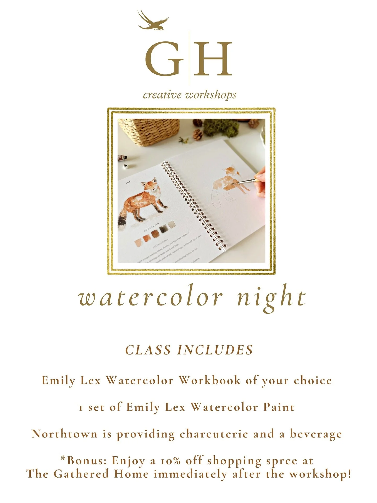🎨Watercolor Night at Northtown Garden Room 
🍂OCTOBER 27th 6-7:30🍂
 $75 online &bull; $70 in-store (register in profile)

👩&zwj;🎨This is our most-loved workshop, and we&rsquo;re so excited to be expanding it with Northtown! 

No experience needed