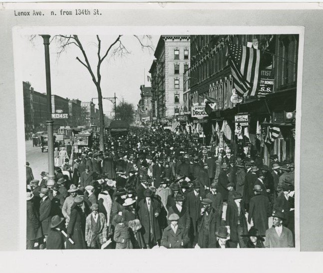 Harlem, Lenox Avenue.  Armistice Day, 1919