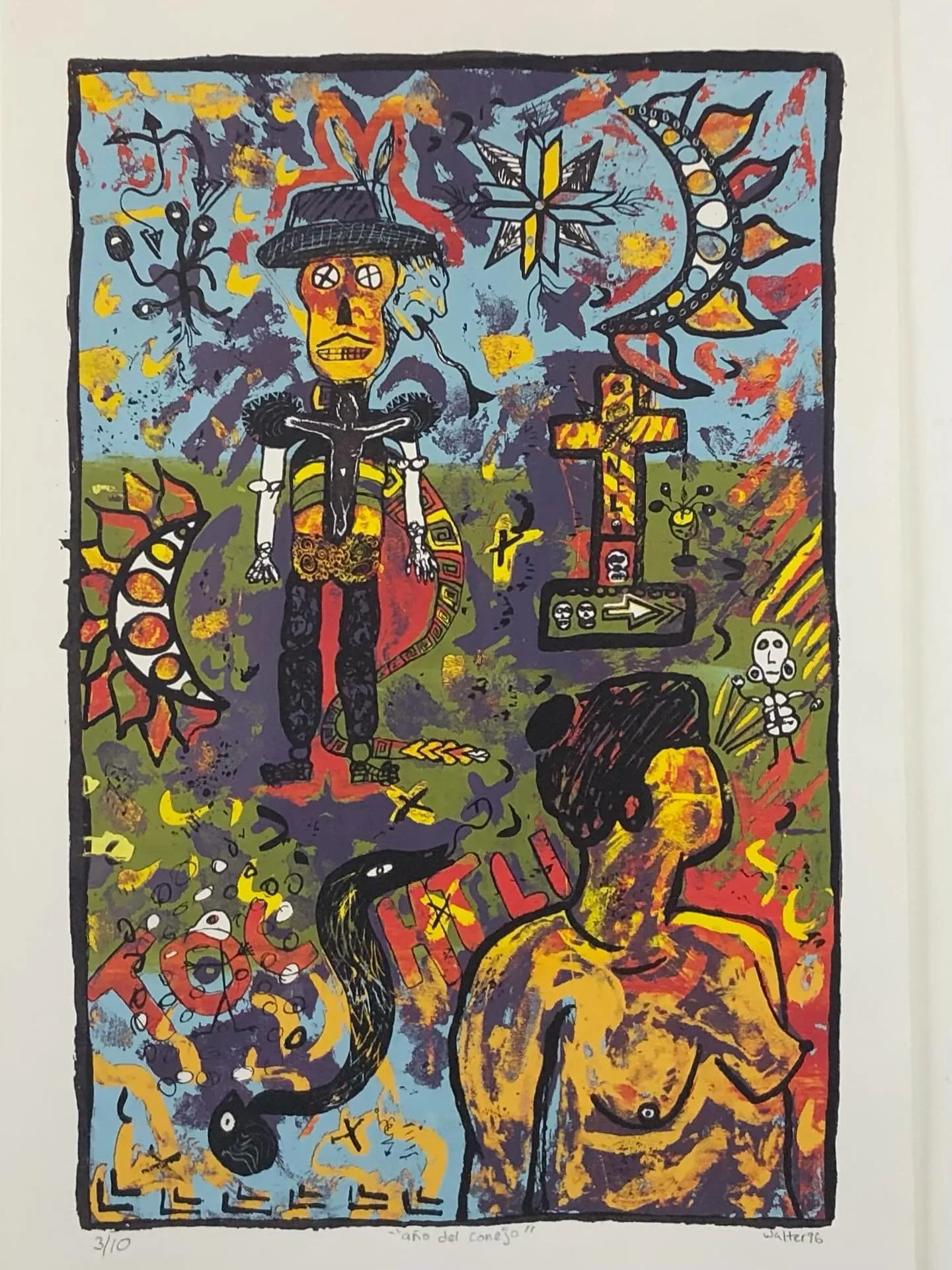 &ldquo;ano del conejo&rsquo;
Walter 1996
Screenprint 3/10
Ed Varney collection

Ed was in San Fransisco for a show and to visit stamp artist and colleague John Held Jr. Ed thinks John lived in the Mission District and he saw this limited edition prin