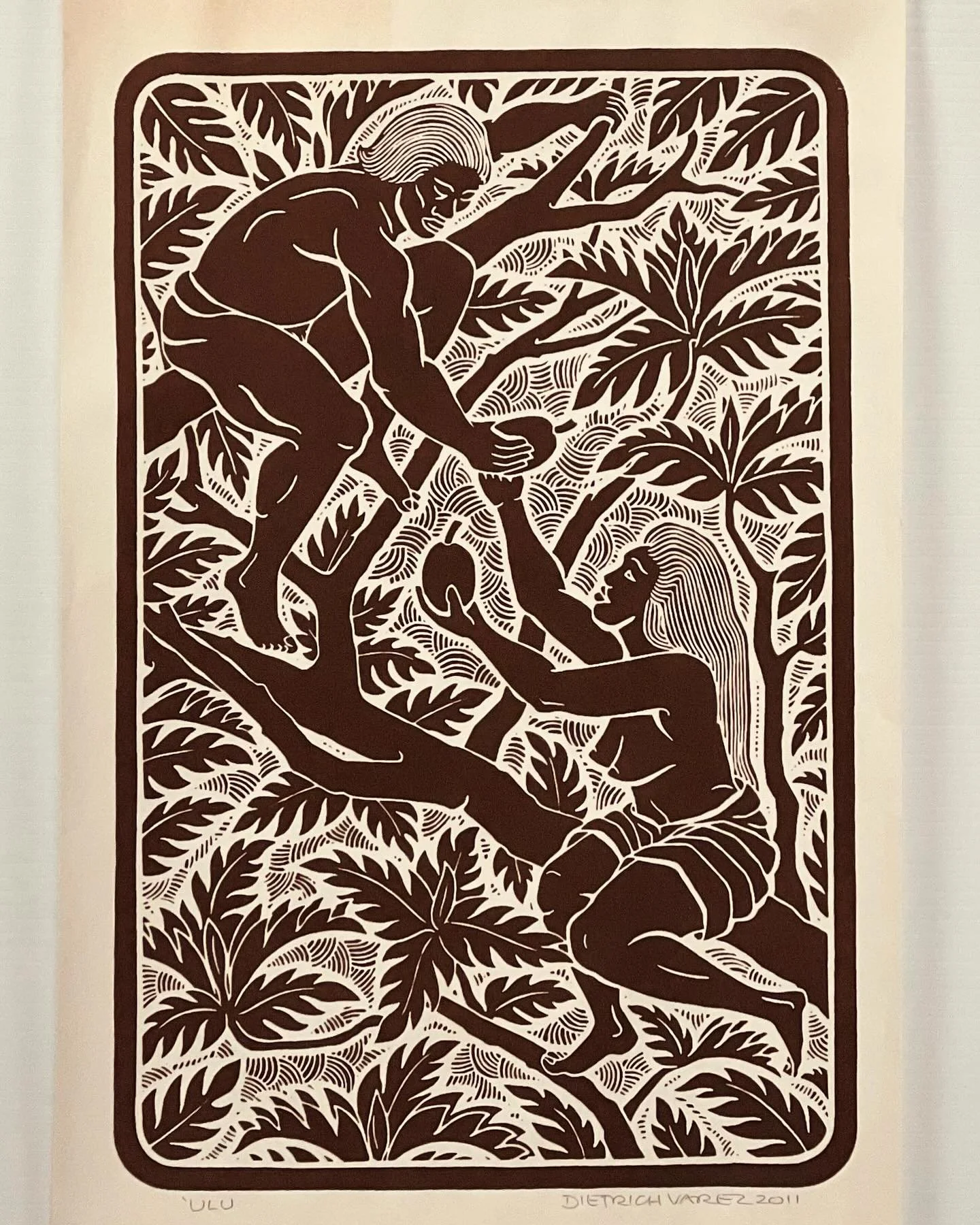 &lsquo;Ulu&rsquo;
Dietrich Varez (1939-2018)
Hawaii 2011
Woodblock Print 18&rdquo;w x 24&rdquo;h
Ed Varney collection

Dietrich told Ed in a letter that his prints were dated from the date they left his studio, not necessarily from the date they were