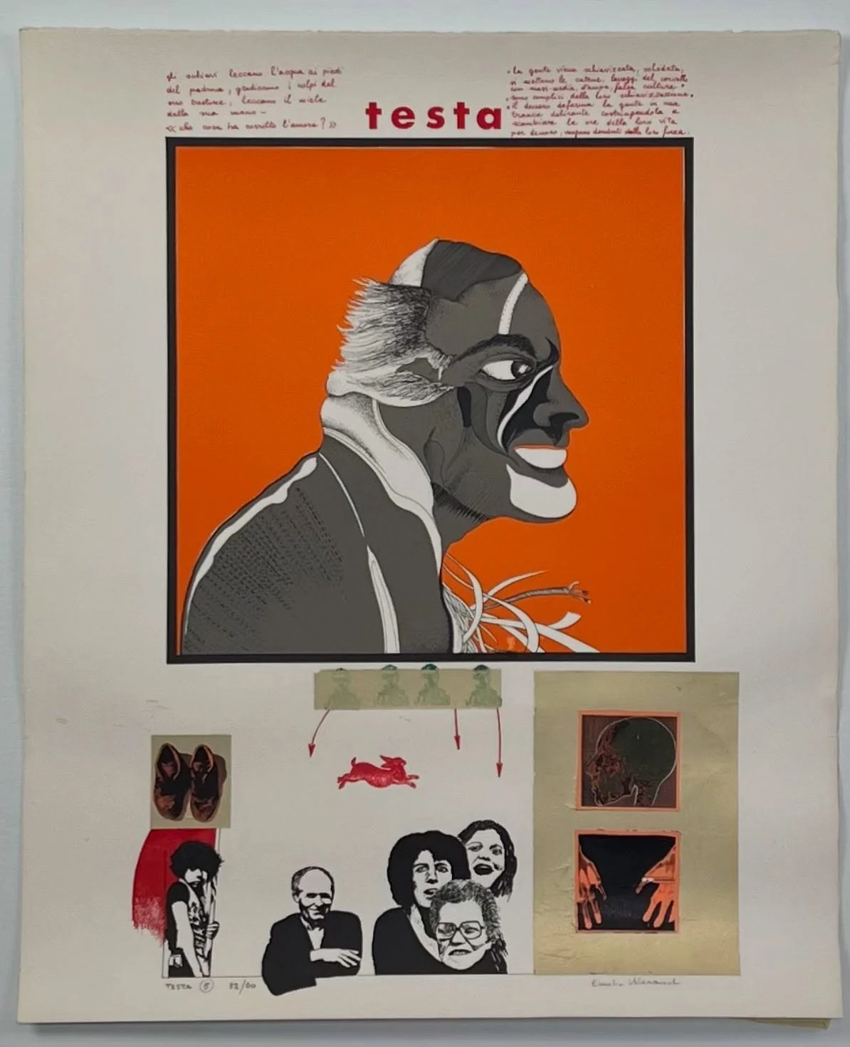 &lsquo;Tests 5&rsquo;
Emelio Morandi (1940-2025)
Italy
23&rdquo;w x 19&rdquo;h
Multi-media, screen print 12 of 60
Ed Varney collection

Emilio Morandi was born in Ponte Nossa, Bergamo, Italy, in 1940. He is a painter and performer, video- and install