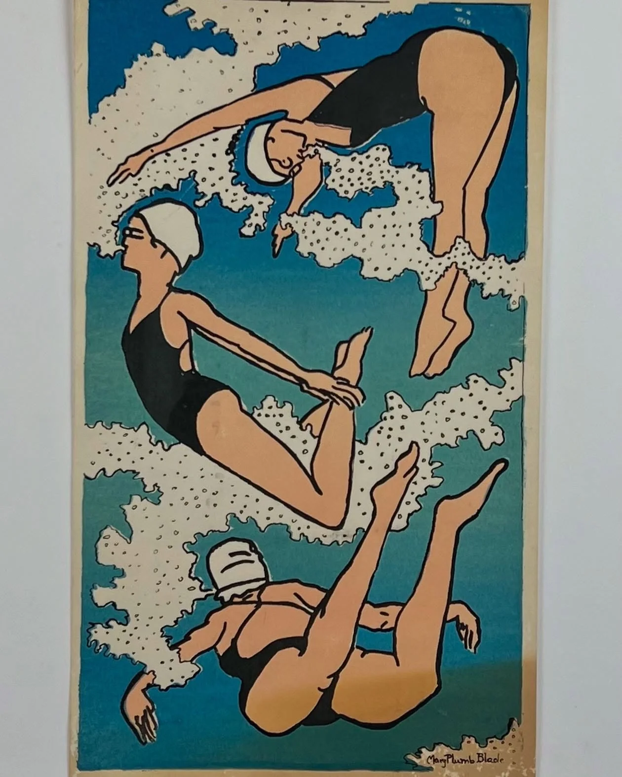 Bouyancy of Underwater Swimming
Mary Plumb Blade (1913-1994)
Unknown date
11.5&rdquo;w x 24.5&rdquo;h
Silkscreen Print
Ed Varney Collection

Mary Plumb Blade was born in 1913 in Salt Lake City.
She graduated with a B.S. in engineering from the Univer
