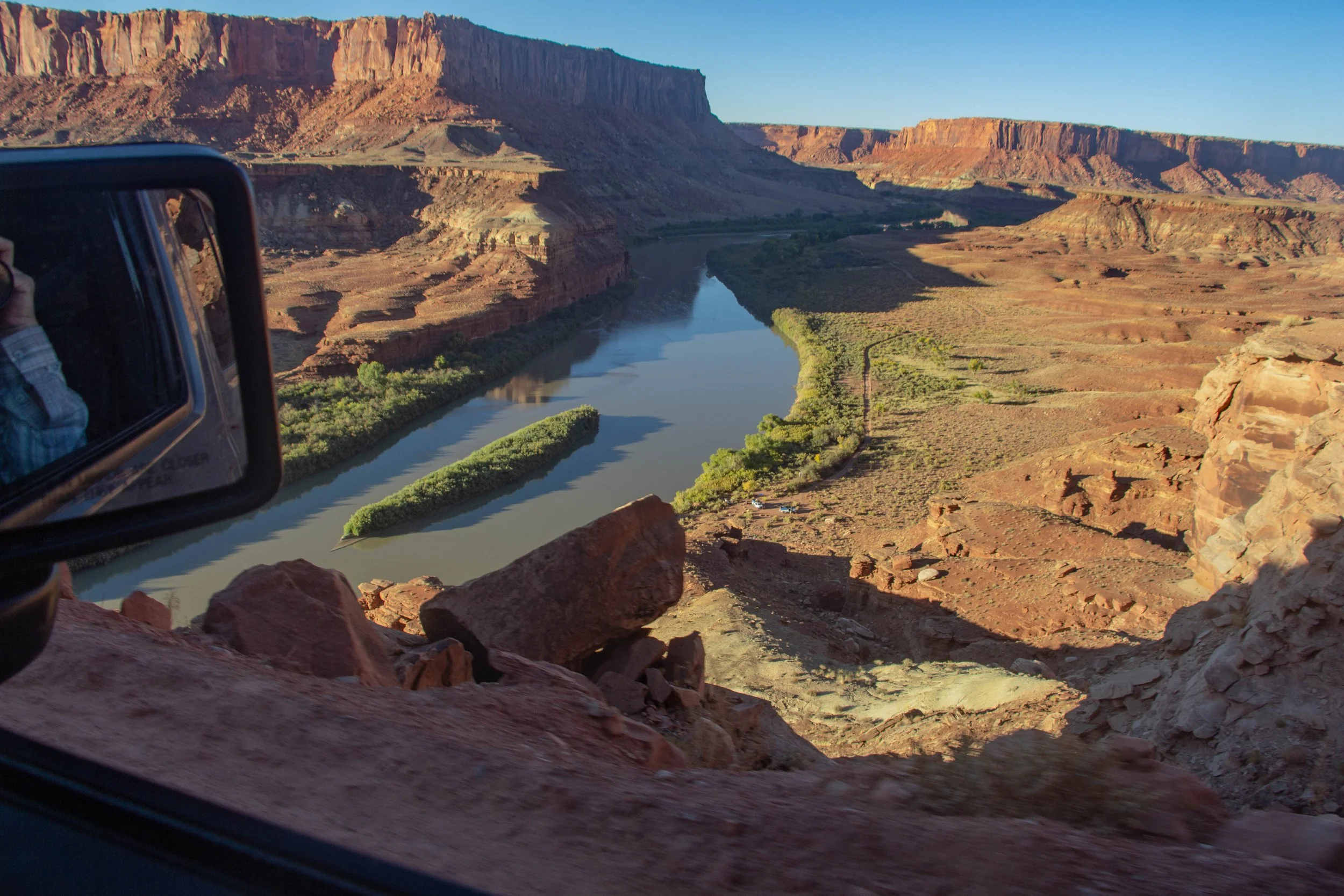 One of few times without white knuckling the grab bars on Hardscrabble / Canyonlands NP