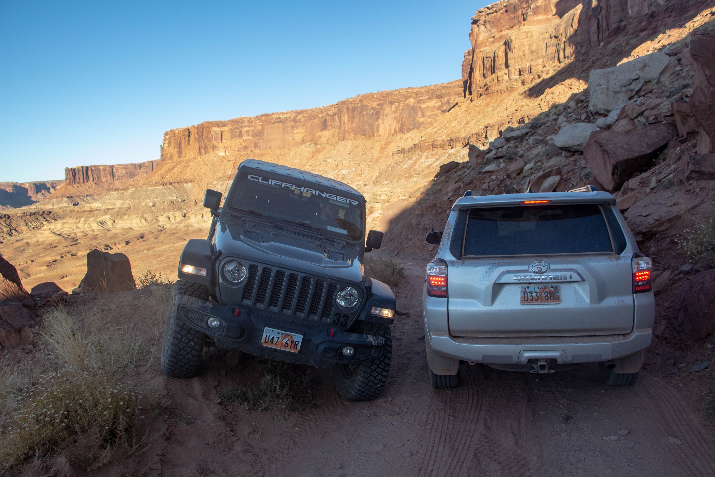 "Good thing no one's coming the other way" on Hardscrabble... / Canyonlands NP