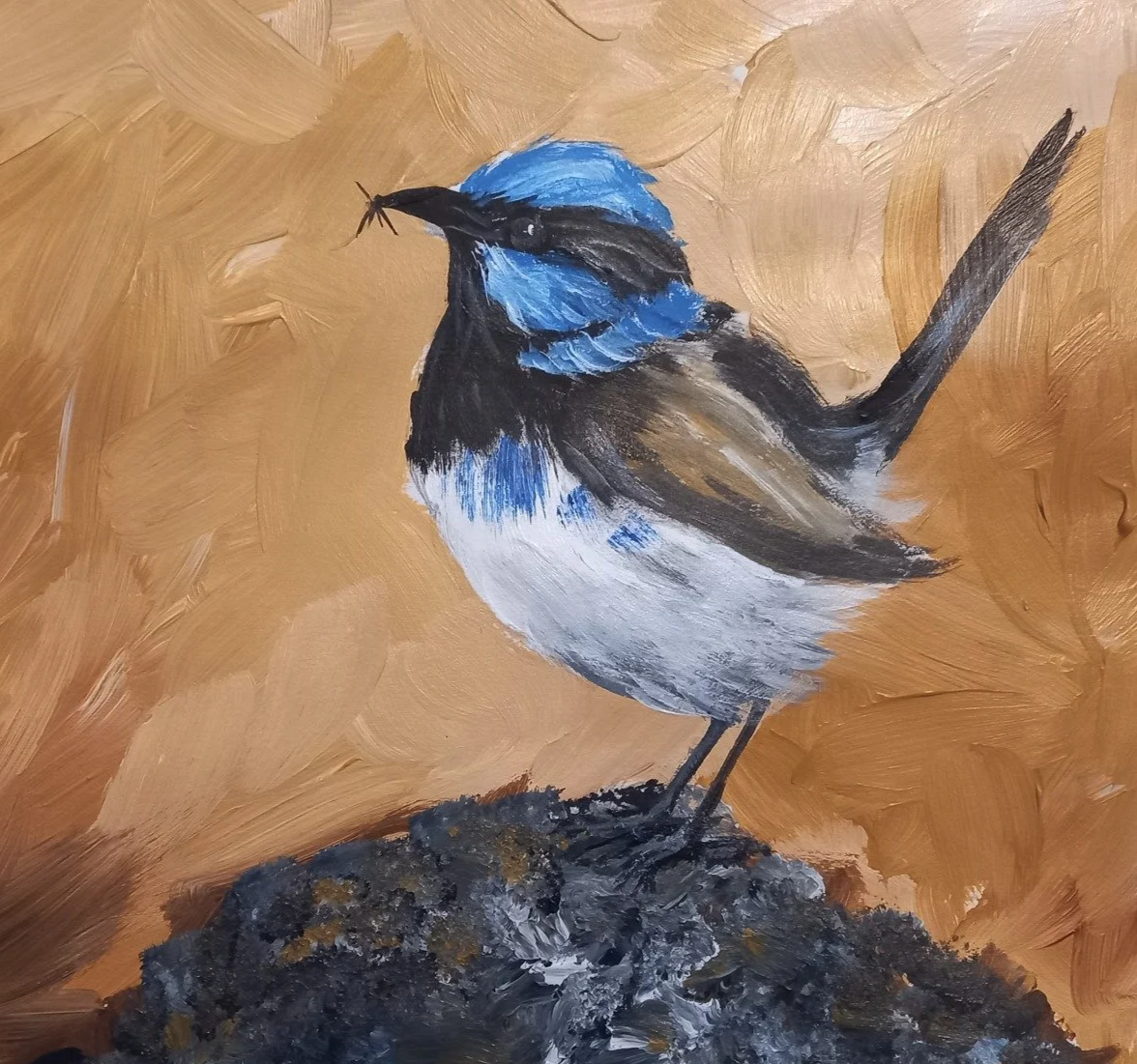 superb fairy wren painting by Wendy O'Flynn