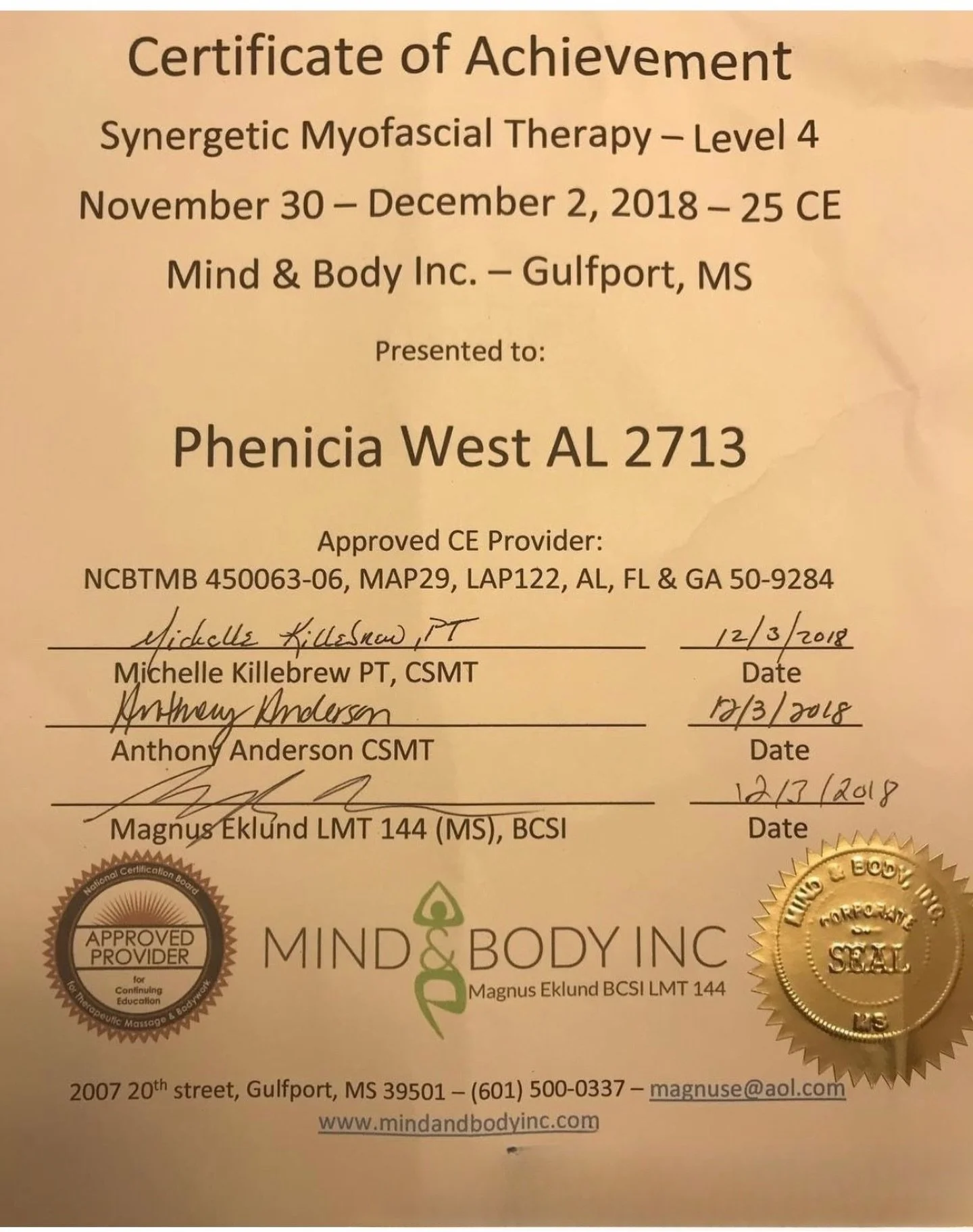 Been doing this before it was a search term. 👀

Synergetic Myofascial Therapy &mdash; Level 4. Certified since 2018. 
25 hours of advanced training because I don&rsquo;t do surface level anything.

Fascia release is having a moment right now but thi