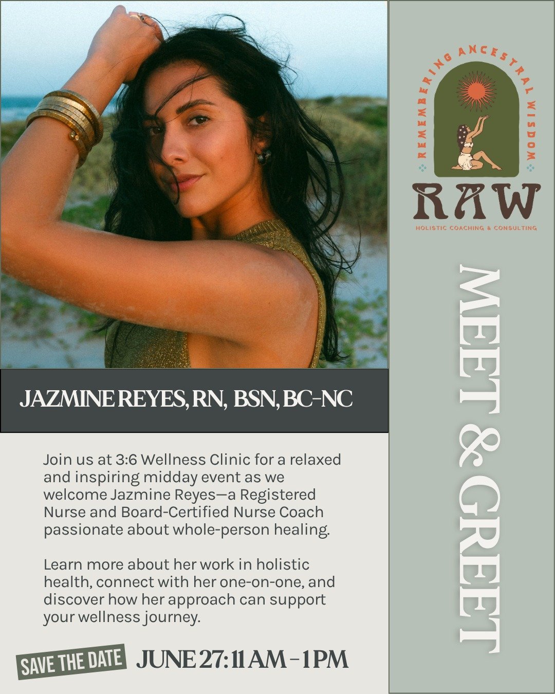 We&rsquo;re so excited to welcome Jazmine Reyes, RN, BSN, and Board-Certified Nurse Coach, to 3:6 Wellness Clinic for a special meet &amp; greet! 🌿✨

Stop by for a relaxed midday event featuring light bites, a refreshing strawberry basil lemonade mo