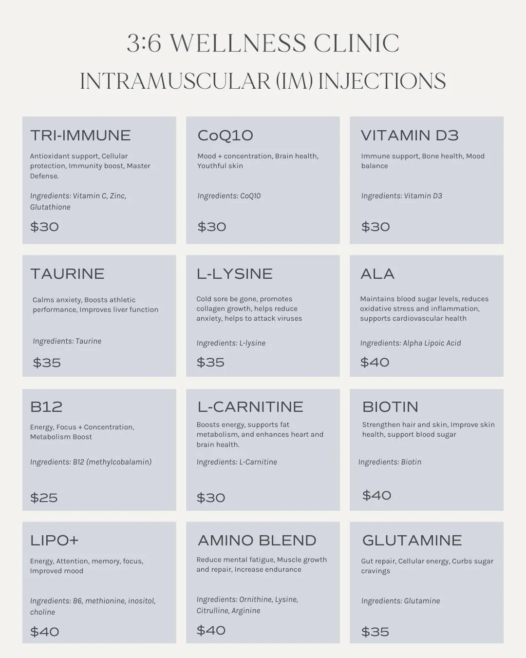 Don&rsquo;t forget, for our Three-Year Anniversary Party on February 20th, we&rsquo;re celebrating in a big way! 🎉 All day long, enjoy 30% off all vitamin intramuscular injections.

If you&rsquo;ve been curious about 3:6 Wellness but haven&rsquo;t m
