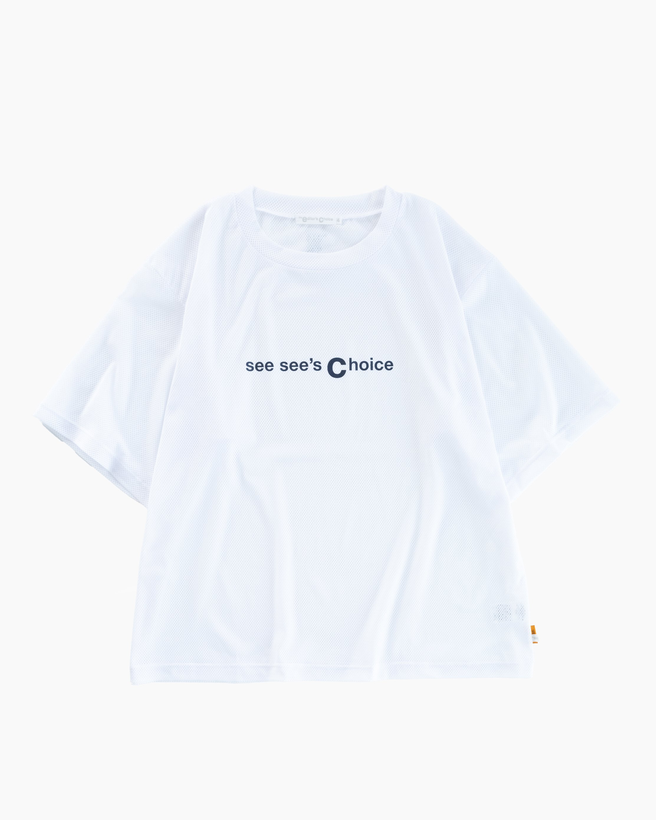 the ec x SEE SEE ‘Mesh Tee’ White/Navy