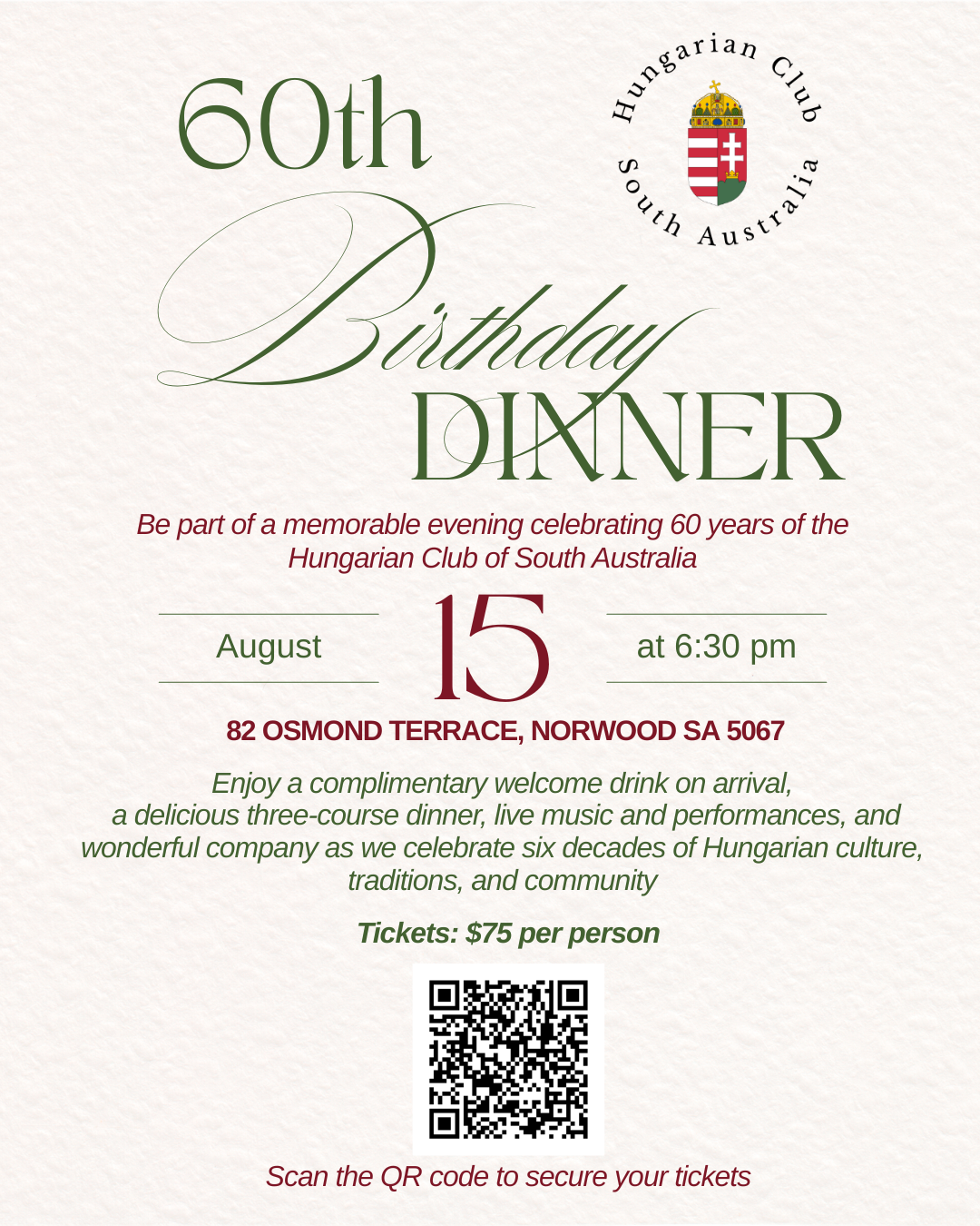 Hungarian Club of SA 60th Birthday Dinner