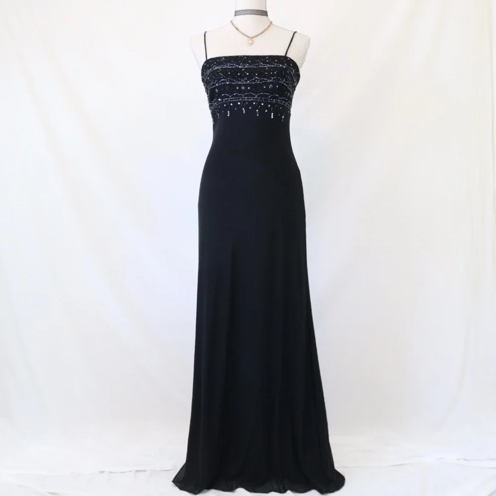 navy blue dress for baby girl Mae” Vintage 90s Black Beaded Dress — Meri Vintage
