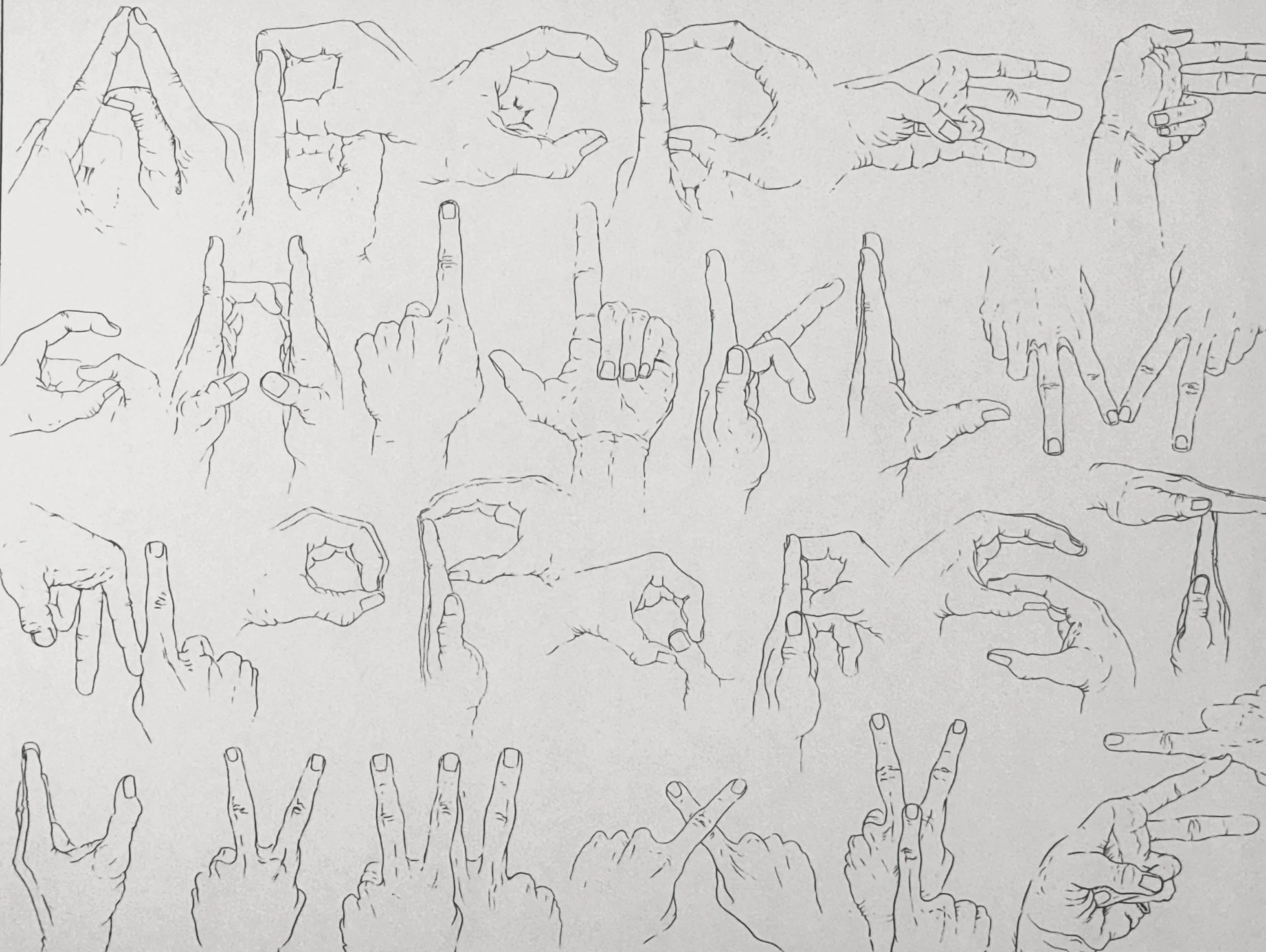 Finger alphabet signage