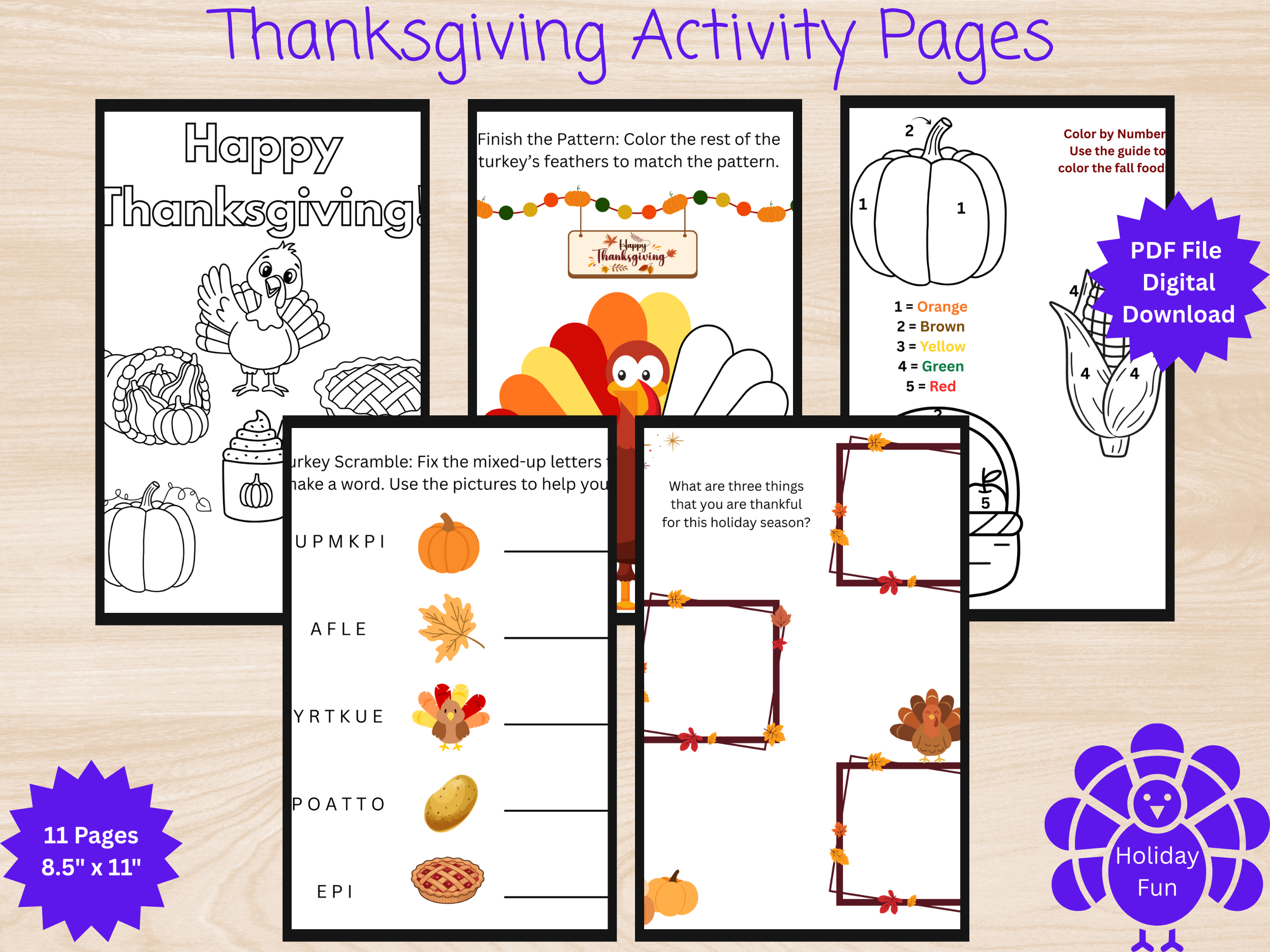 Thanksgiving Activity Pages for Toddlers & Preschoolers