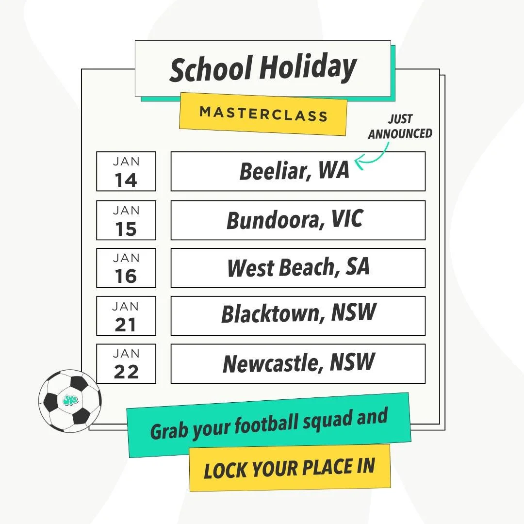 Grab your squad and lock it in 🔒

We are live this holidays with our one-day masterclass program at SKF Beeliar, SKF Bundoora, SKF West Beach, SKF Blacktown and SKF Newcastle.

Lock it in today via link in bio

#SKF #SamKerr #SamKerrFootball #LoveFo