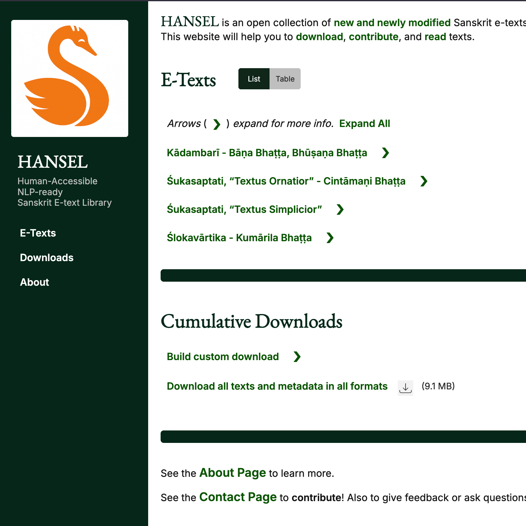 HANSEL: A companion to GRETIL