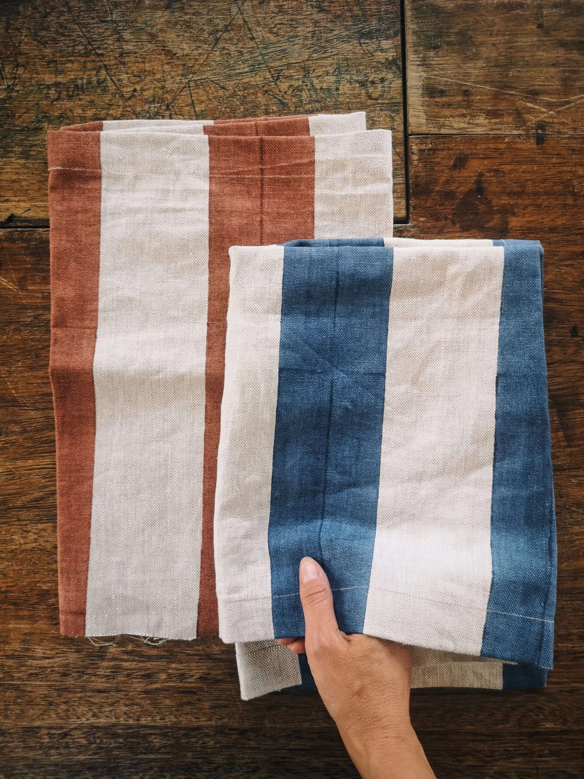 KATE LOUDOUN SHAND EVELYN STRIPE IN RUST AND DEEP WATER 