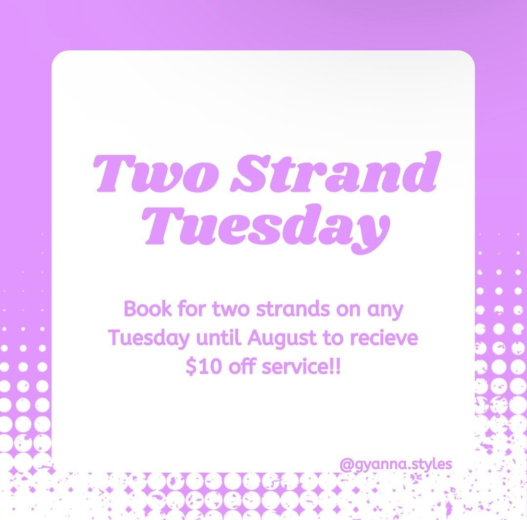Let me get you right for the summer💪🏼

Theres no catch to it! Book two strands on any Tuesday until August 1st and get $10 off your service! 🫶🏼

#gyannastyles #twostrandtwist #menshair #mensstyles #rhodeisland #braider #ribraider #eastprovidence 