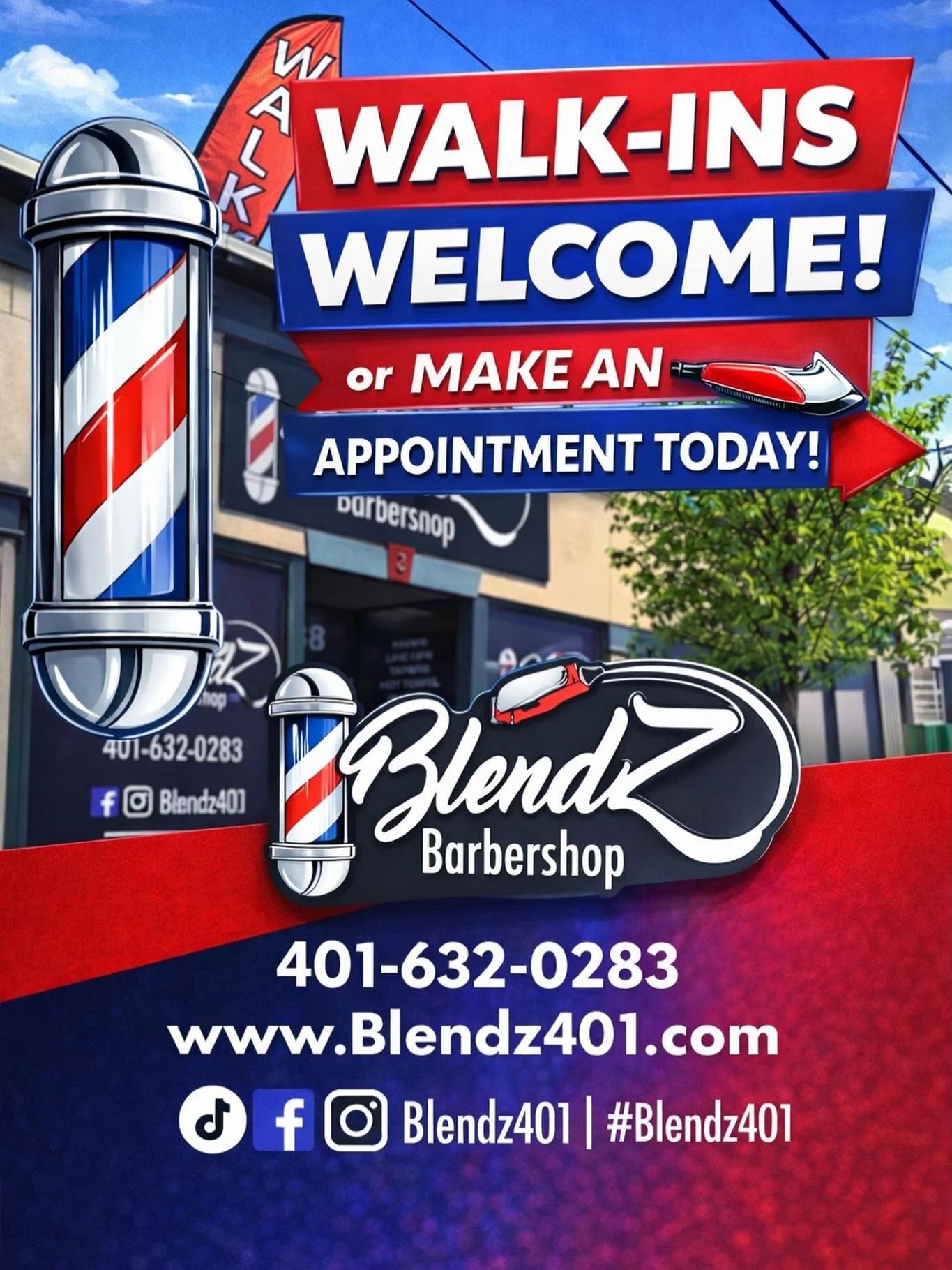 Welcome to Blendz Barbershop 💈

Located in East Providence, Rhode Island, Blendz Barbershop has 2 floors filled with extremely talented and versatile barbers dedicated to keeping you looking sharp.

✂️ Walk-ins welcome
📅 Appointments available

Com