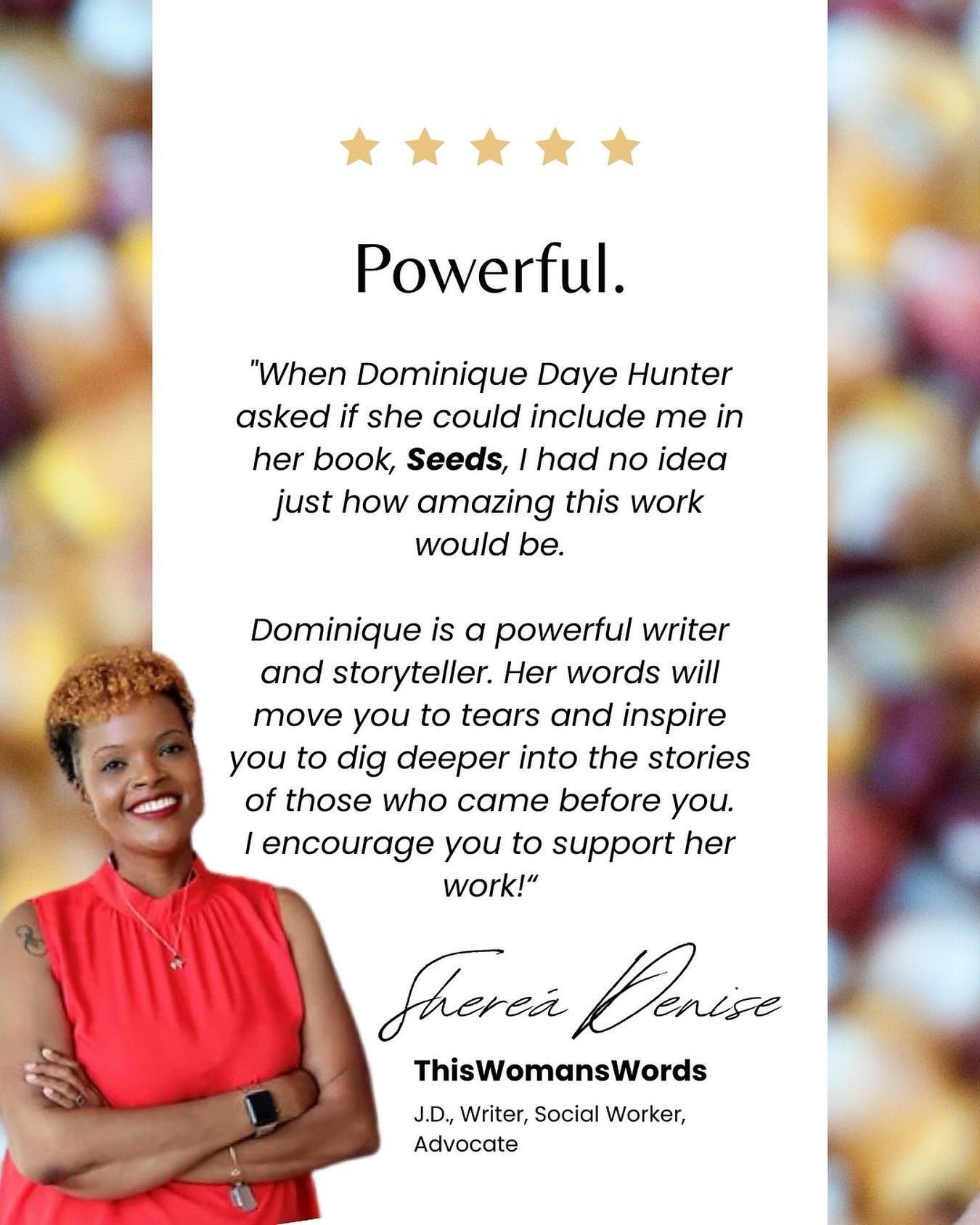 B&iacute;:se for your kind words of encouragement always, gida!! 😊📕

&ldquo;When Dominique Daye Hunter asked if she could include me in her book, Seeds, I had no idea just how amazing this work would be.

Dominique is a powerful writer and storytel