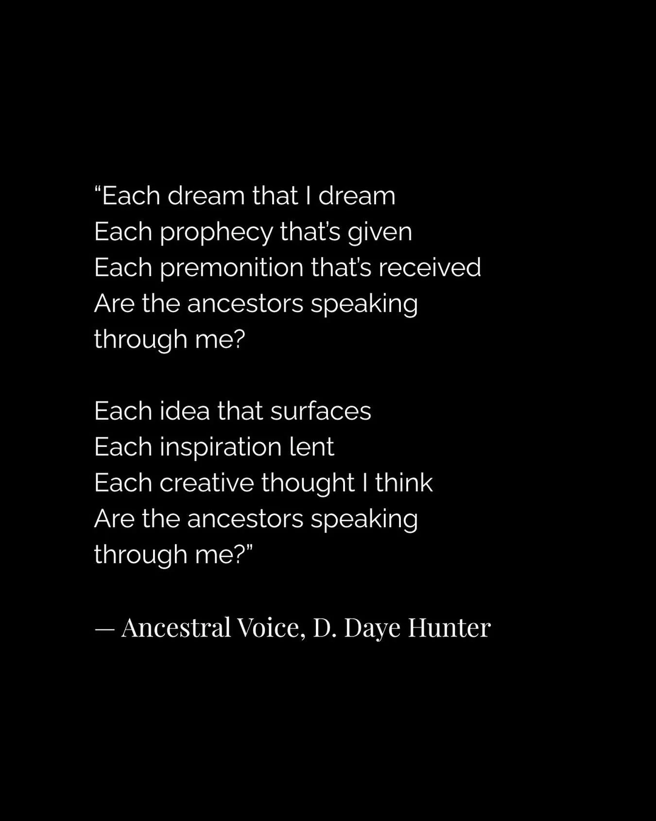 Who else has been hearing the ancestors real loud lately? 👀
If you want to read the rest of “Ancestral Voice” and more of my poetry, comment SEEDS. 
#DominiqueDayeHunter #AfroIndigenous #Storyteller #PoetOfInstagram #AncestorVeneration