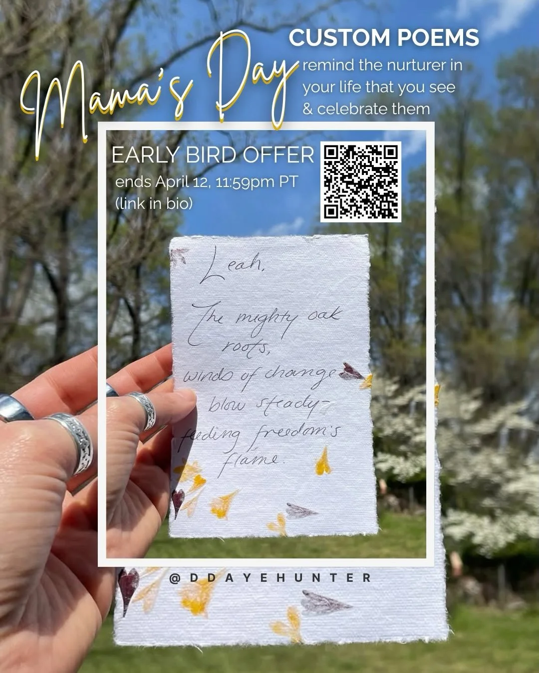 Getting her a card from Hallmark? 🙂&zwj;&harr;️ A curated lyric
crafted by a published poet describing her essence based on her astrology? 🙂&zwj;↕️

Support your local Black &amp;/Indigenous disabled neurodivergent woman owned businesses this
Mothe