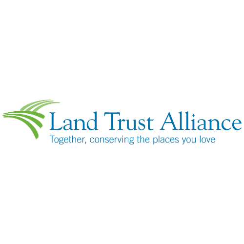 Logo of Land Trust Alliance with green hills and blue text
