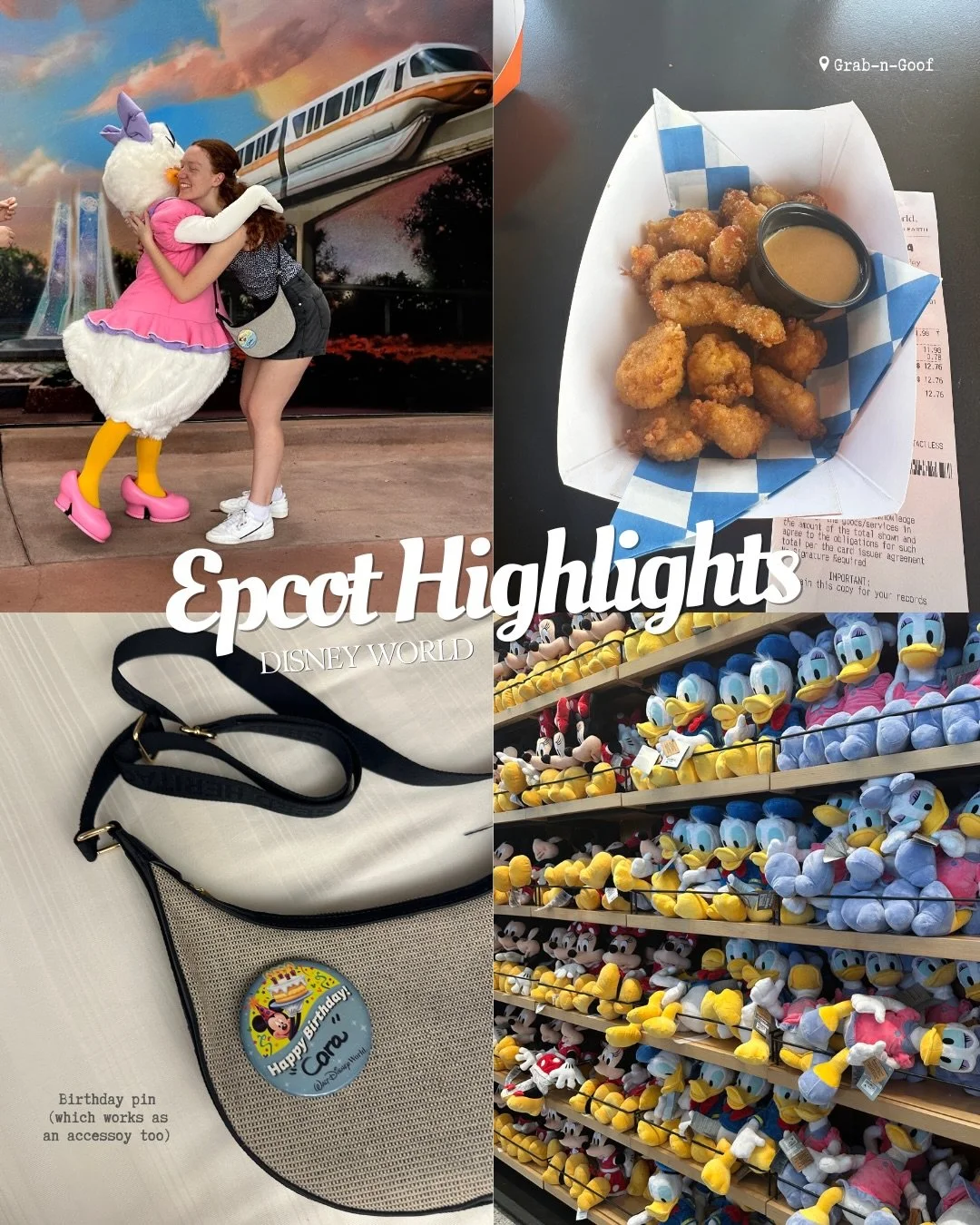 Epcot is known for taking you on a trip around the world, which means there are a lot of food options.  We only tested a few snacks here, but would love to try more next time!!💫

Save this for your trip to Epcot at Disney World in Orlando, Florida🌏
