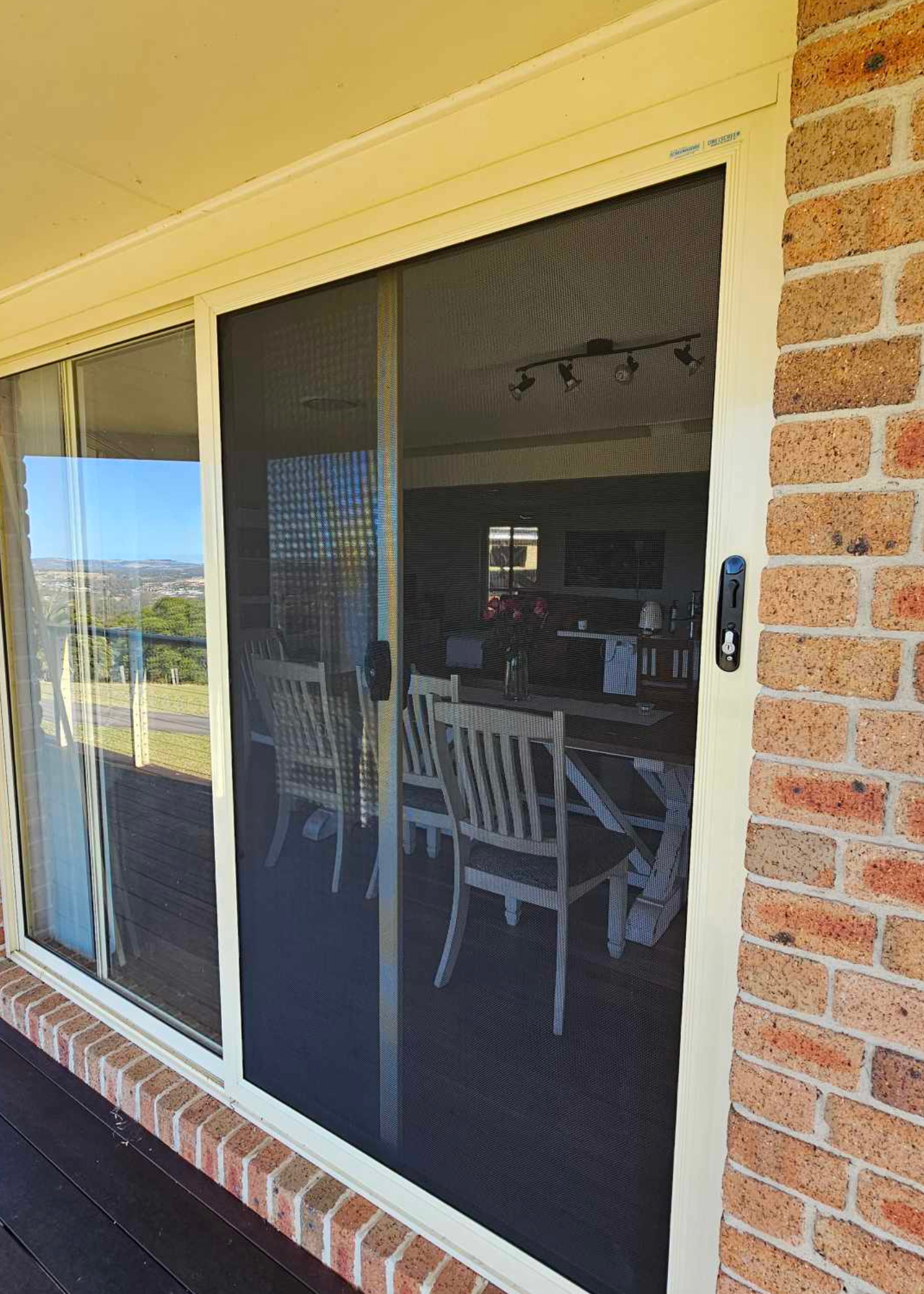 YELLOW (PRIMROSE) ALUMINIUM/STAINLESS STEEL SECURITY SCREEN DOOR - SLIDING DOOR