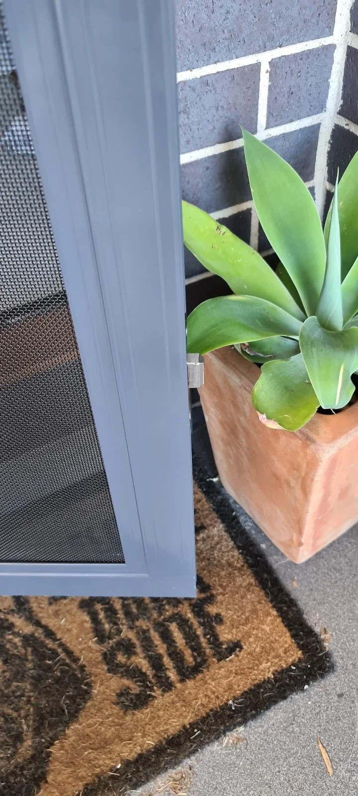 grey frame of security door