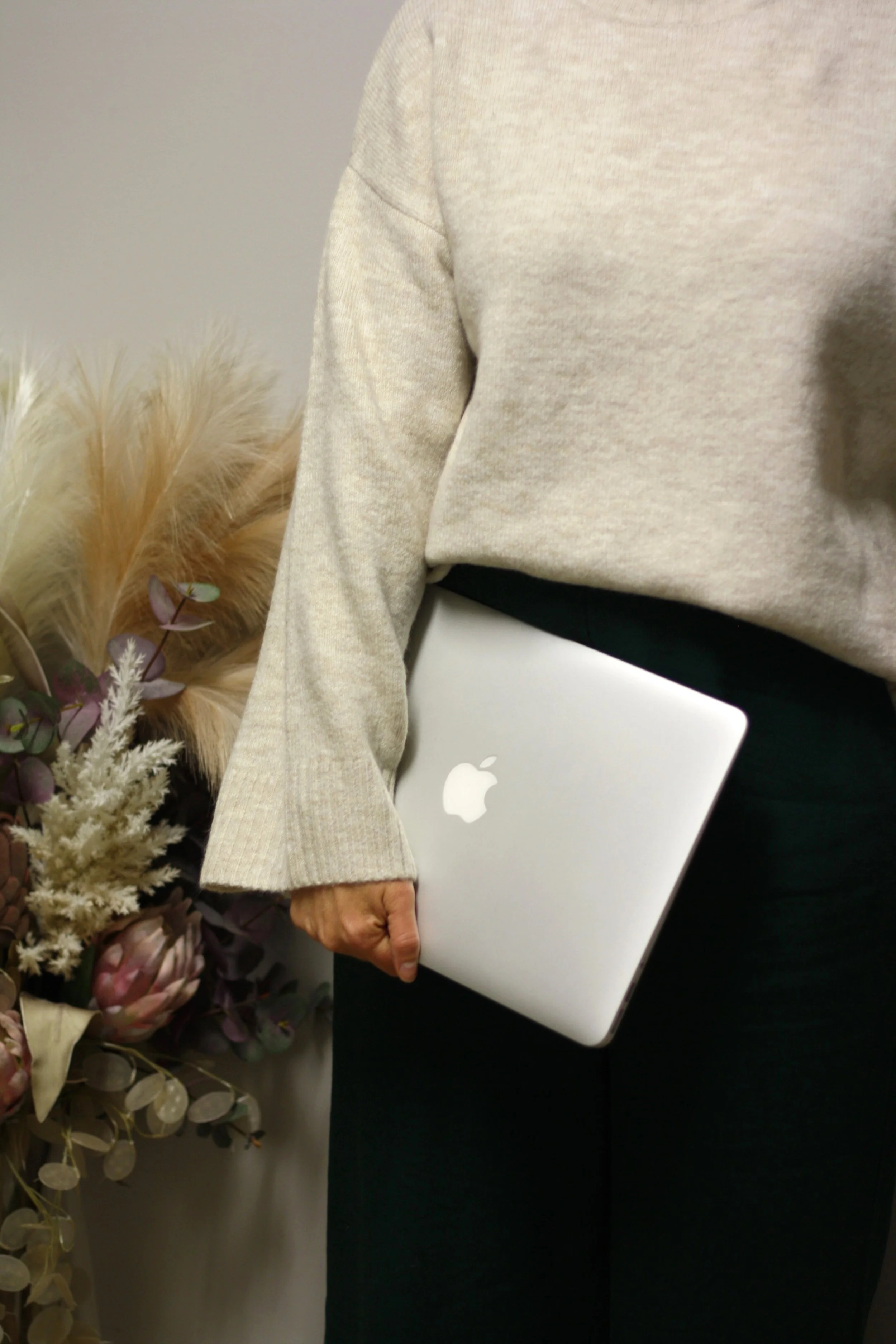 Standing with laptop