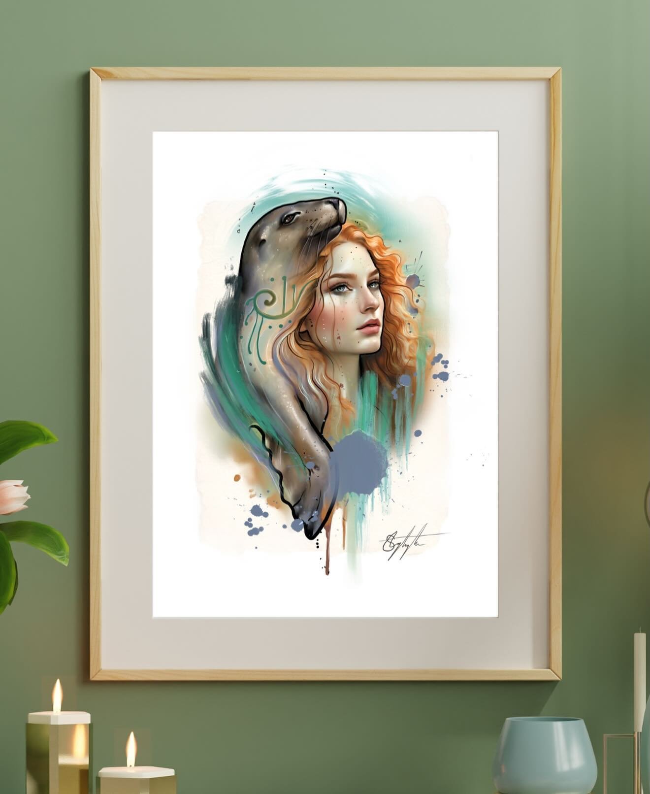 NOW AVAILABLE in store at @soltempletattoo and online via my WEBSITE www.staceynightingale.com 🙏🏽🫶🏽

&ldquo;SELKIE&rdquo; &mdash;&mdash; Quality fine art A3 prints (print only - framed in pic for reference) $60 aud 

This piece was channelled thr