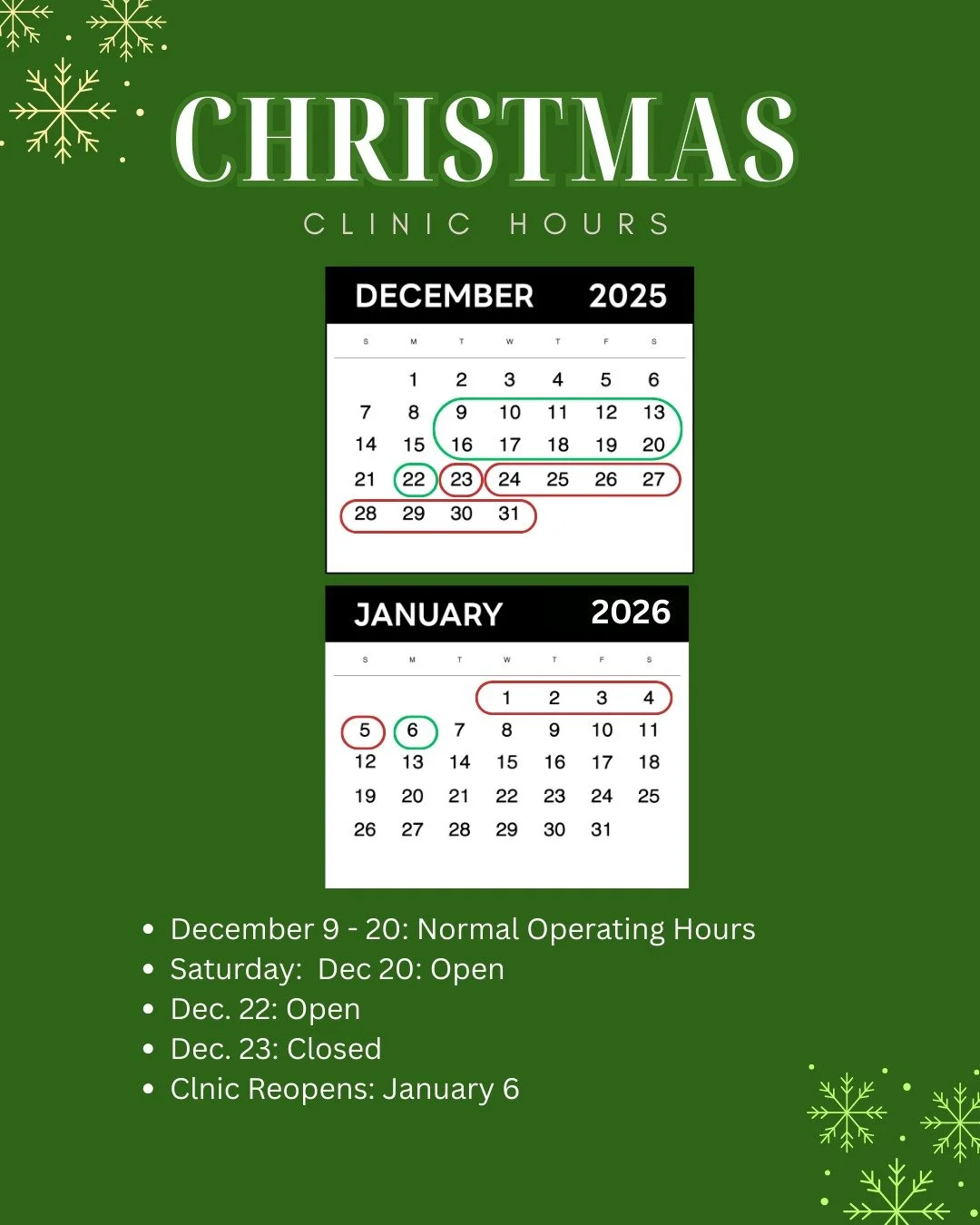 𝐇𝐨𝐥𝐢𝐝𝐚𝐲 𝐇𝐨𝐮𝐫𝐬 &amp; 𝐀𝐯𝐚𝐢𝐥𝐚𝐛𝐢𝐥𝐢𝐭𝐲 𝐟𝐨𝐫 𝐭𝐡𝐞 𝐑𝐞𝐦𝐚𝐢𝐧𝐝𝐞𝐫 𝐨𝐟 𝟐𝟎𝟐𝟓

As we move into the final weeks of the year, I wanted to keep you updated with my appointment availability and Christmas break dates so you can p