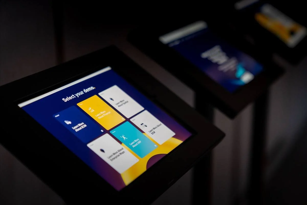 Touchscreen activation pod at the TechnologyOne UK Showcase
