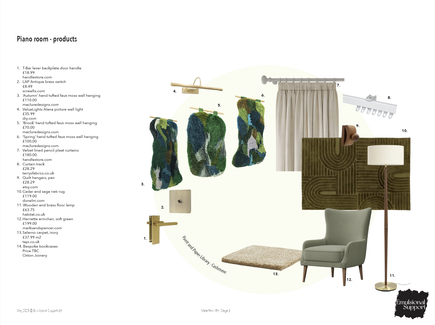 A product page showcasing items to create a simple room. The page is laid out in a magazine style
