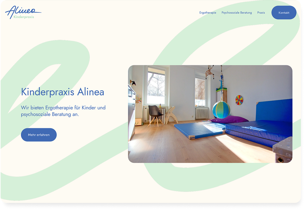 Ein Screenshot von Kinderpraxis Alinea Webdesign