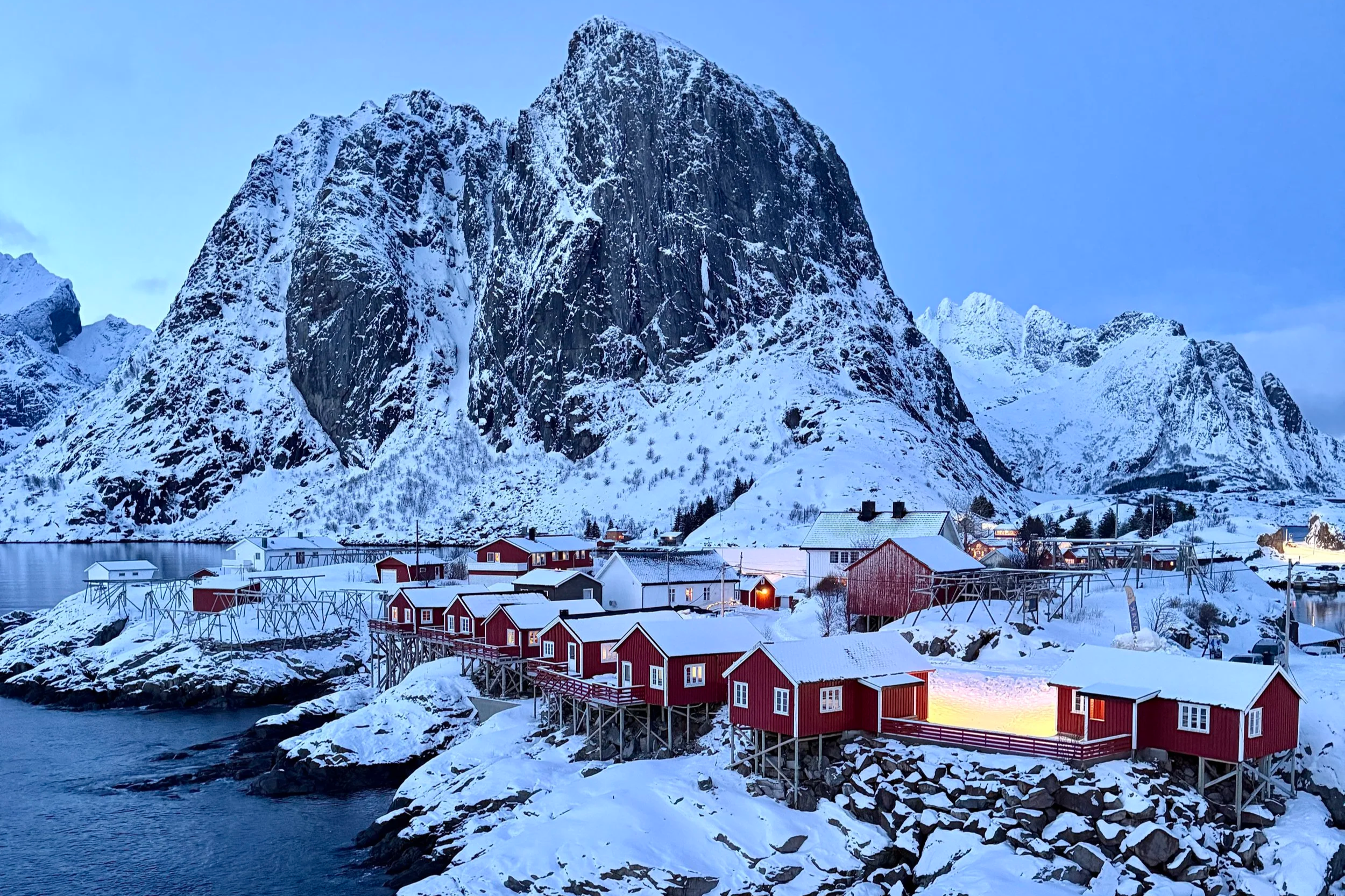 red cabins in norway