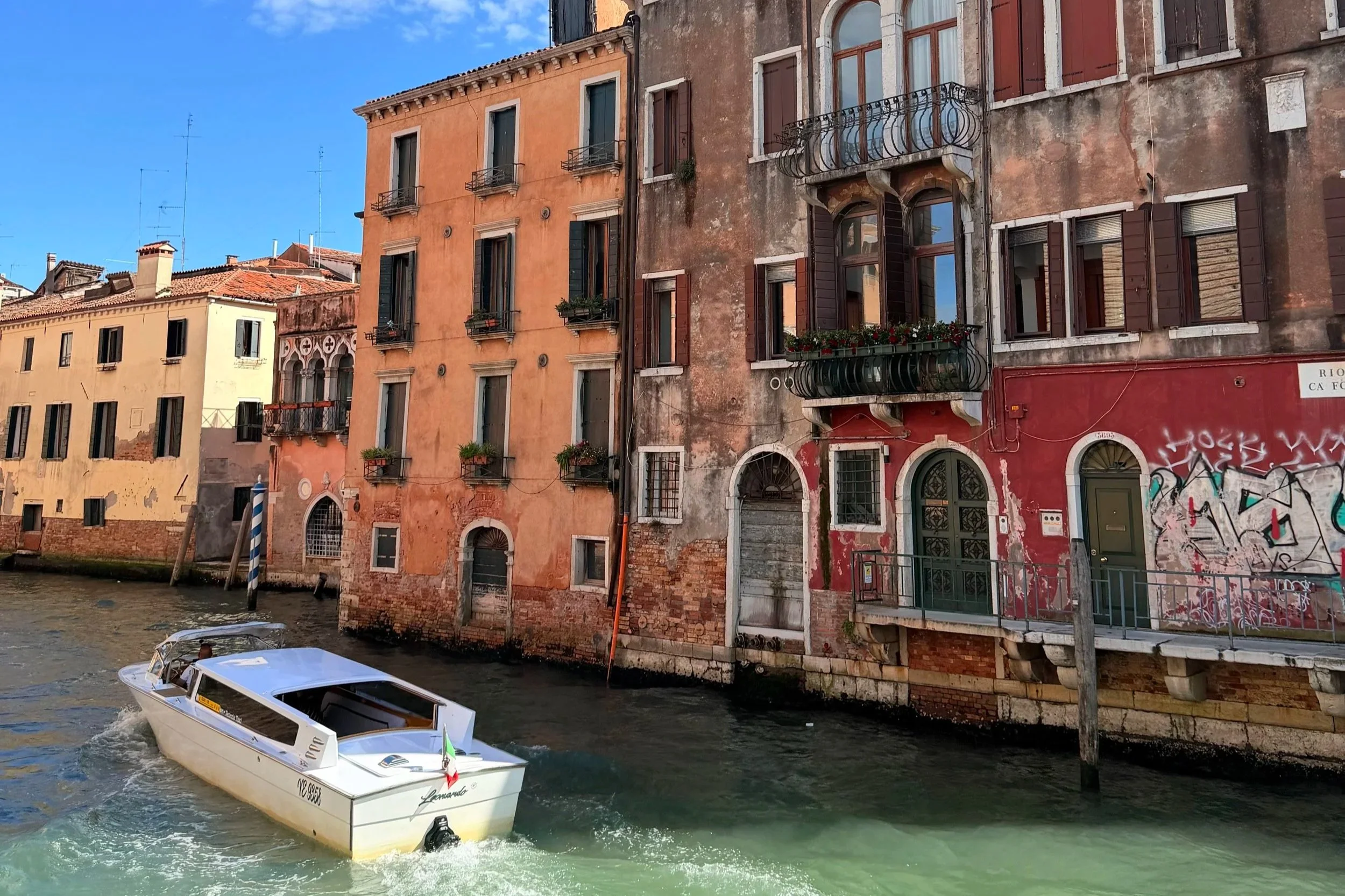 boat on the canals in venice