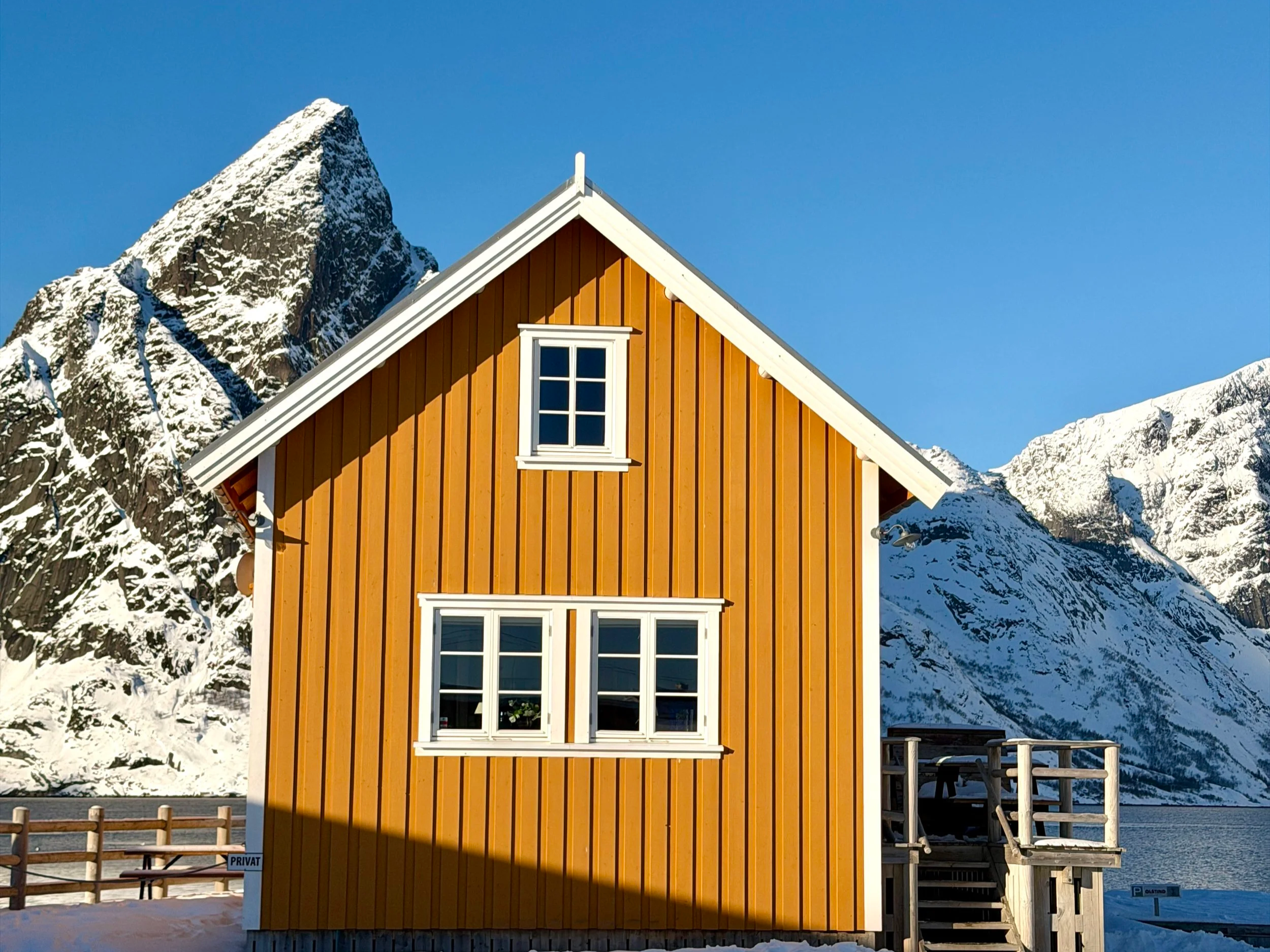 yellow cabin in the lofoten islands
