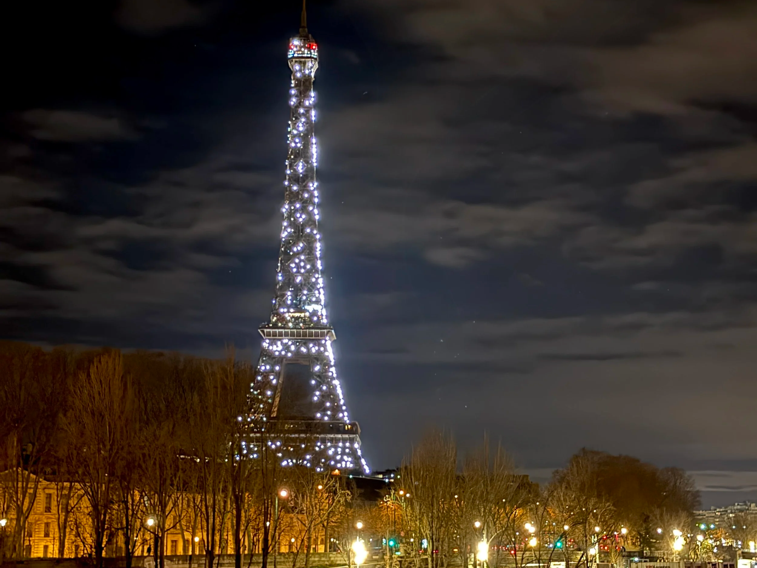 the eiffel tower at night