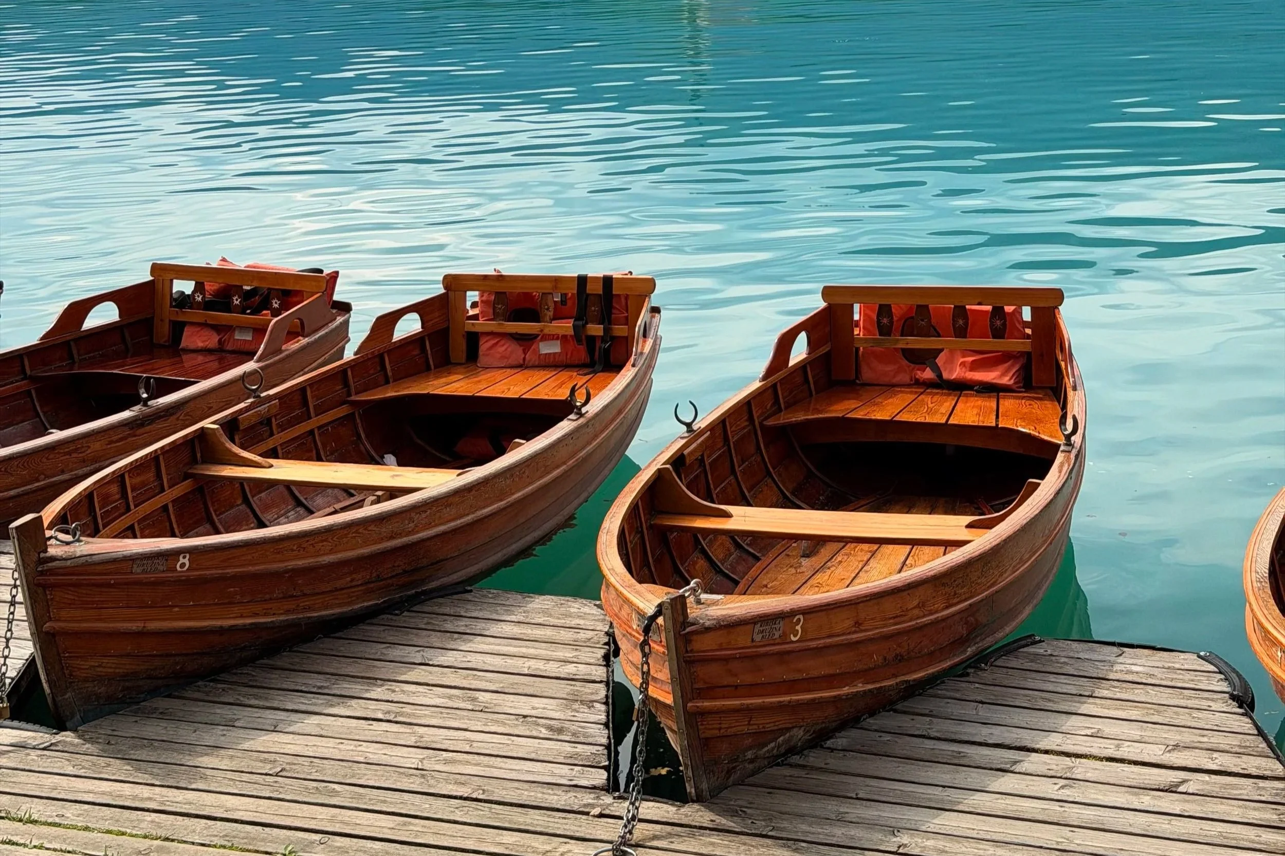 row boats on lake bled