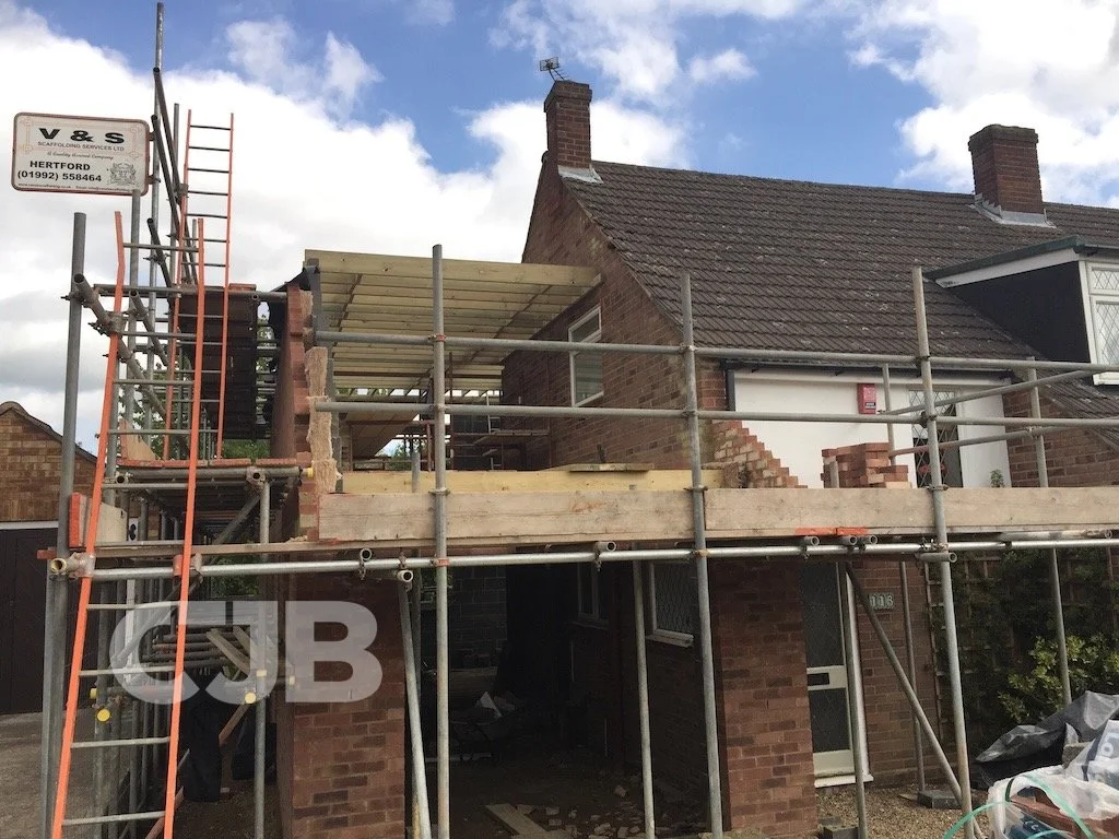 CJB Extension in Digswell, Hertfordshire - front scaffold-2.JPG