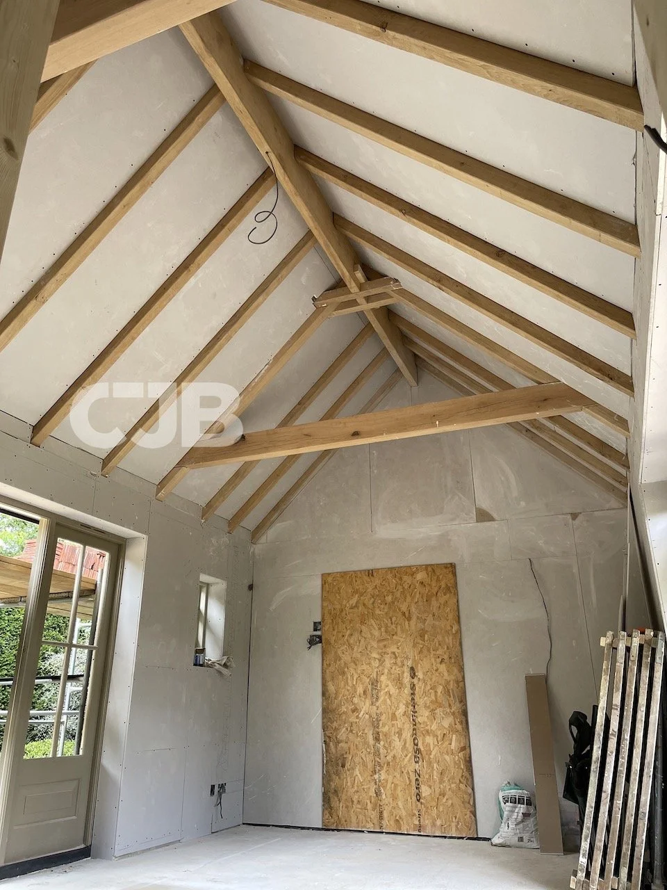 Rustling End, Hitchin extension, plaster boarding