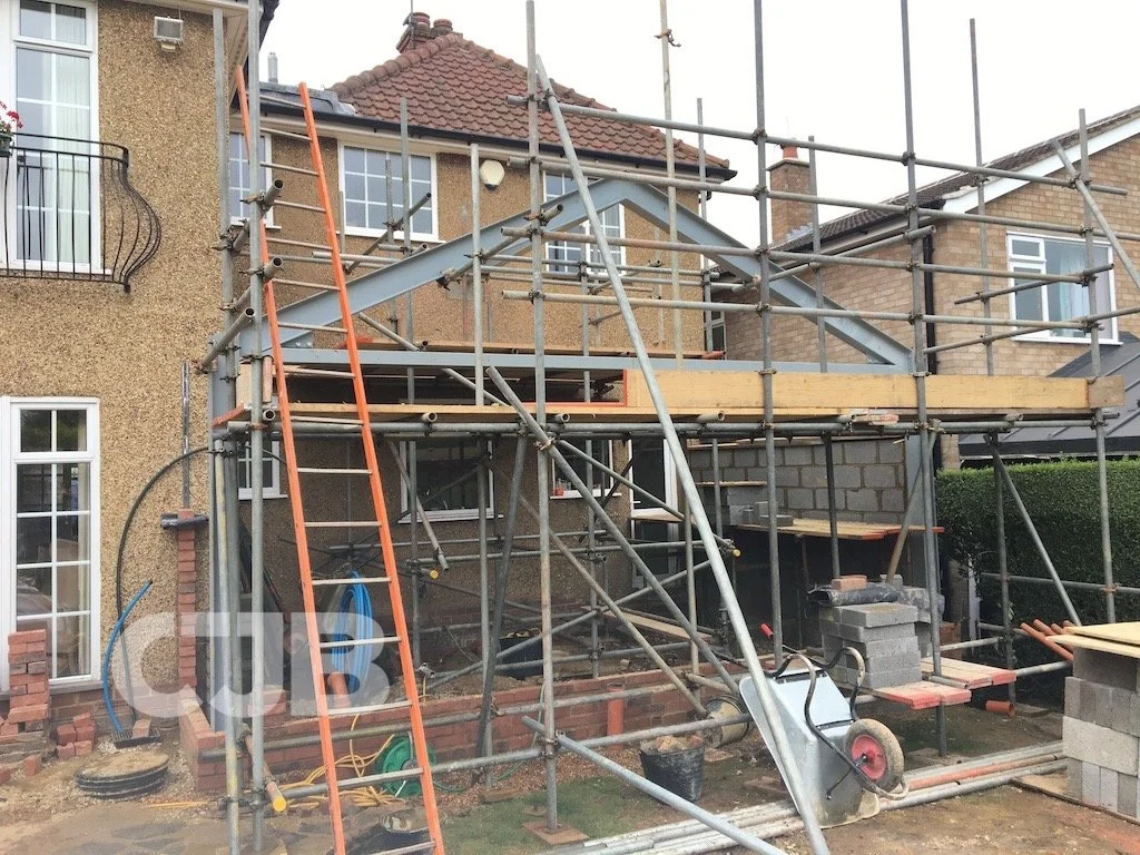 Extension in Digswell, Hertfordshire - steel gable end-2.JPG